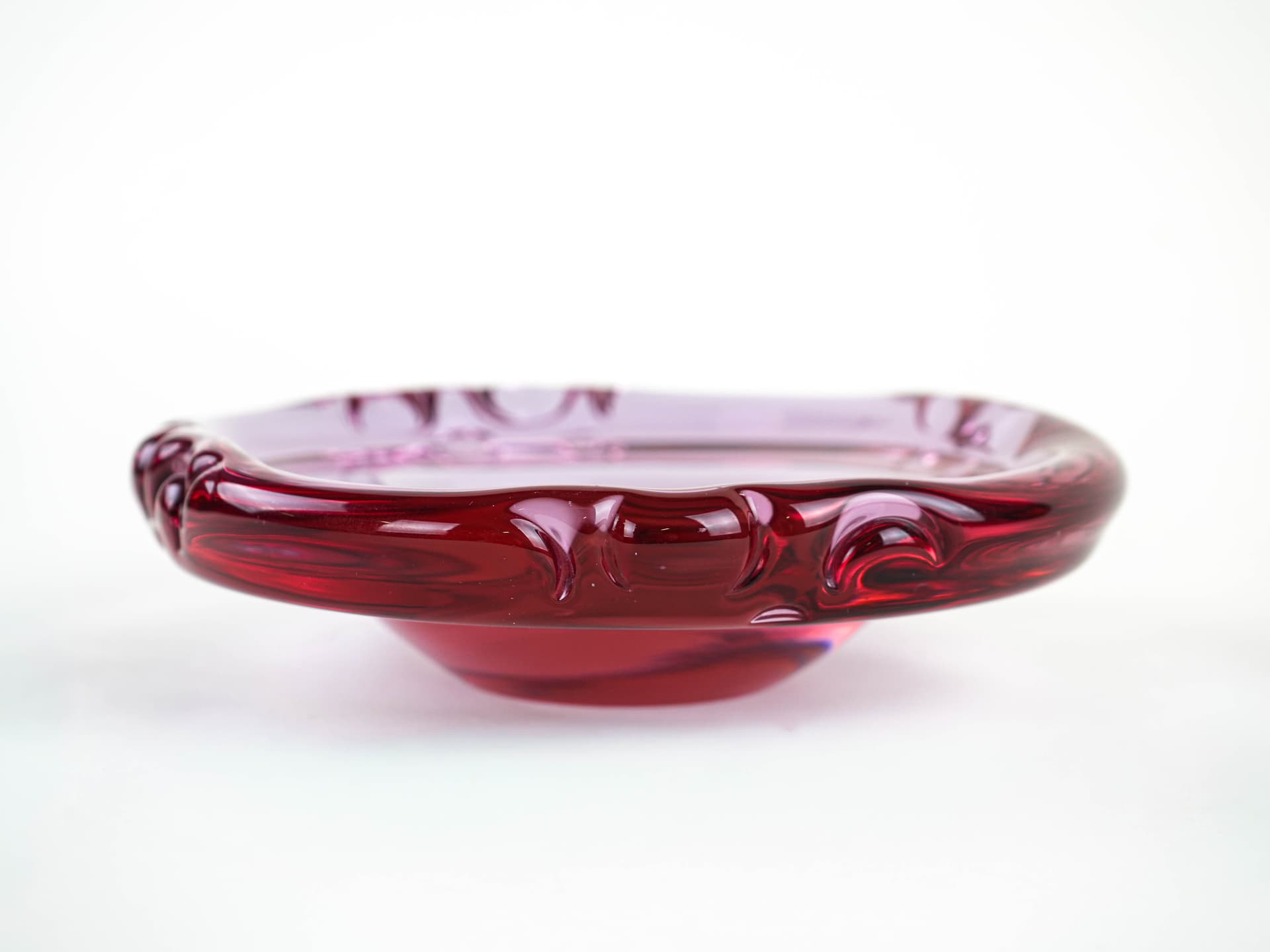 Dish Rosamund, transparent pink glass, Holmegaard, Denmark, 1960s. - 377673