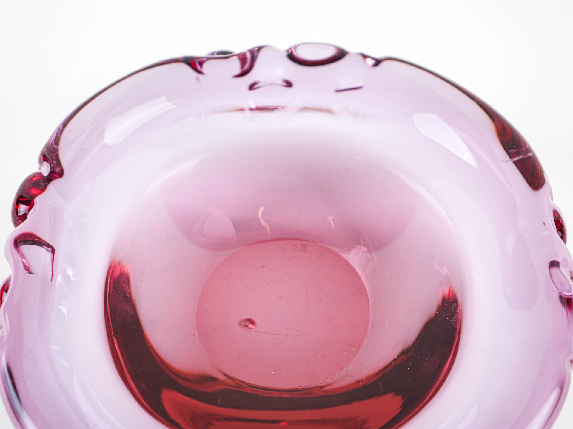 Dish Rosamund, transparent pink glass, Holmegaard, Denmark, 1960s. - 377677
