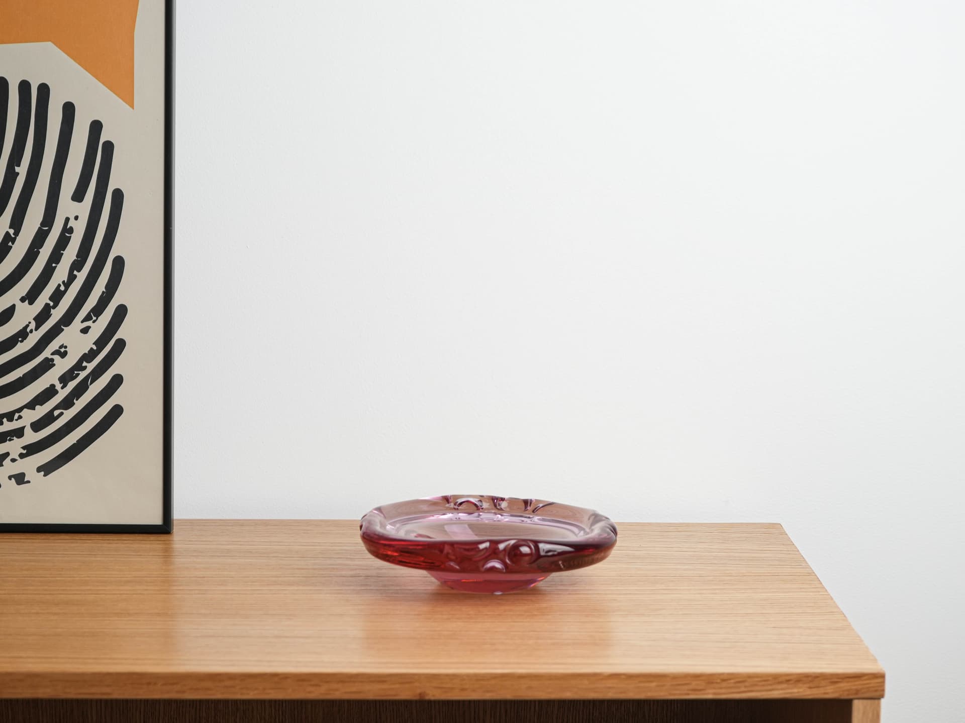 Dish Rosamund, transparent pink glass, Holmegaard, Denmark, 1960s. - 377676