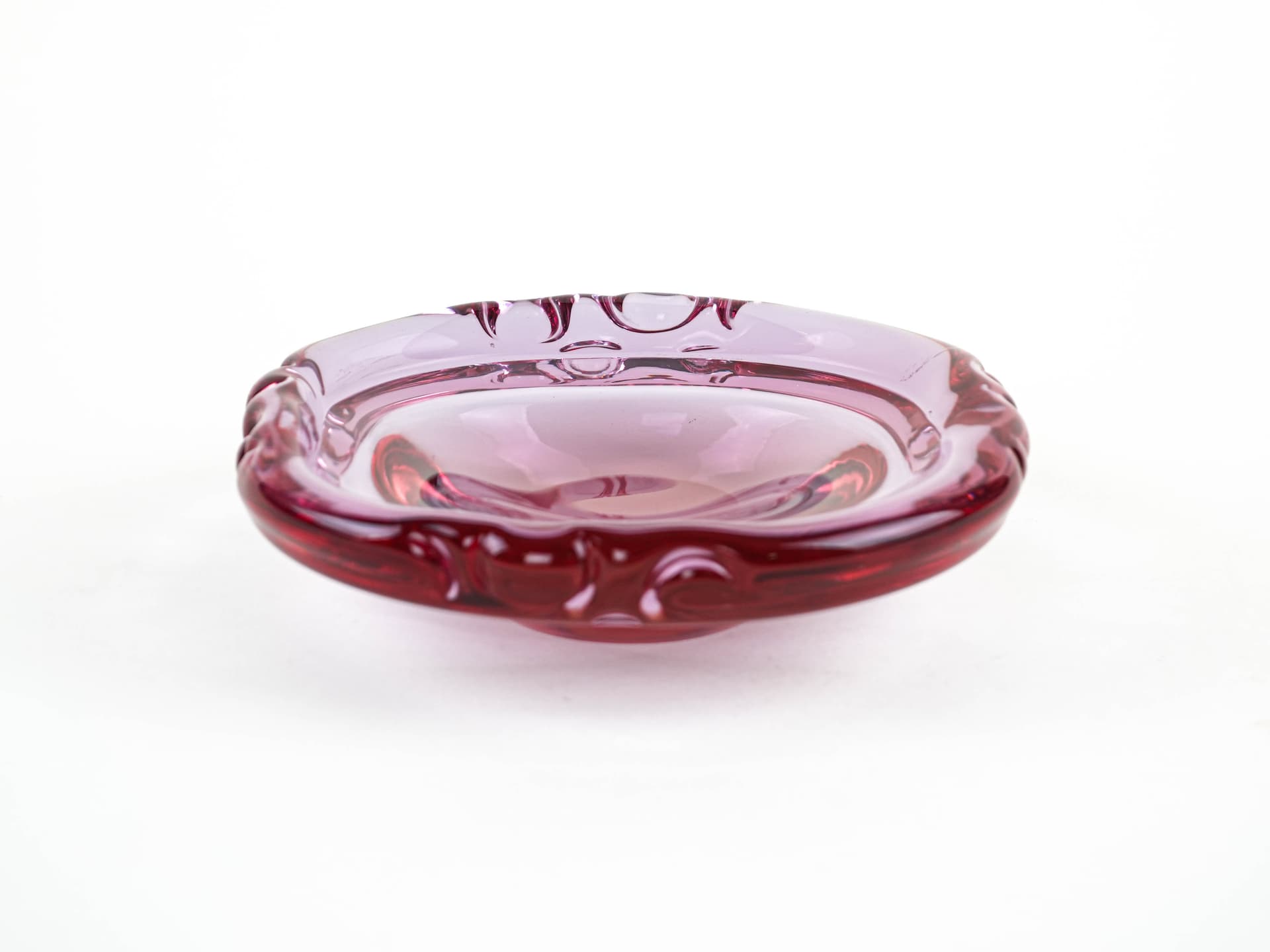 Dish Rosamund, transparent pink glass, Holmegaard, Denmark, 1960s. - 377671
