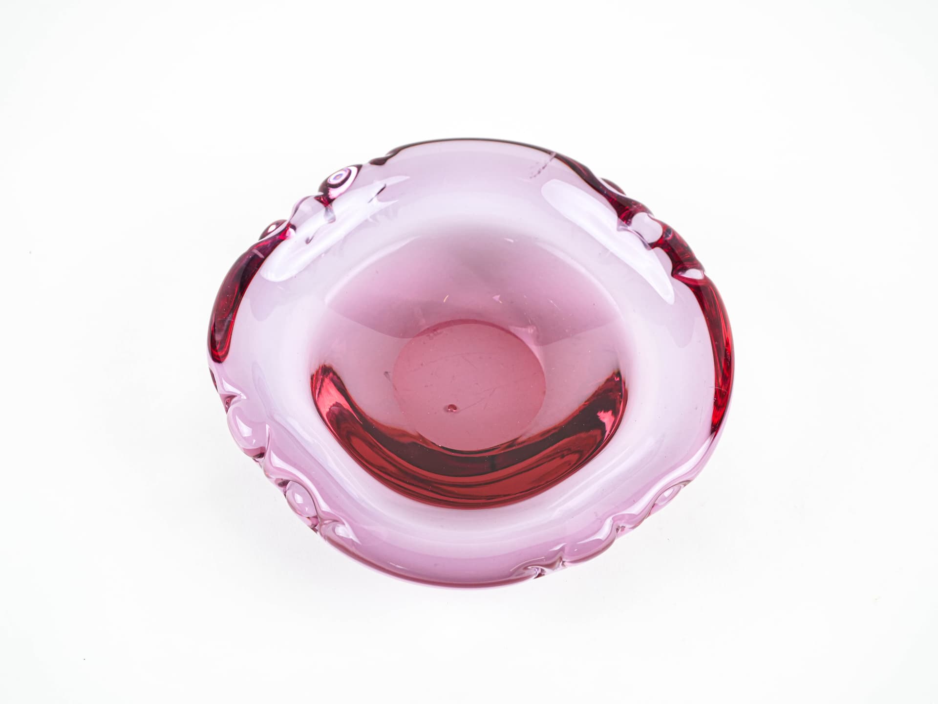 Dish Rosamund, transparent pink glass, Holmegaard, Denmark, 1960s. - 377680