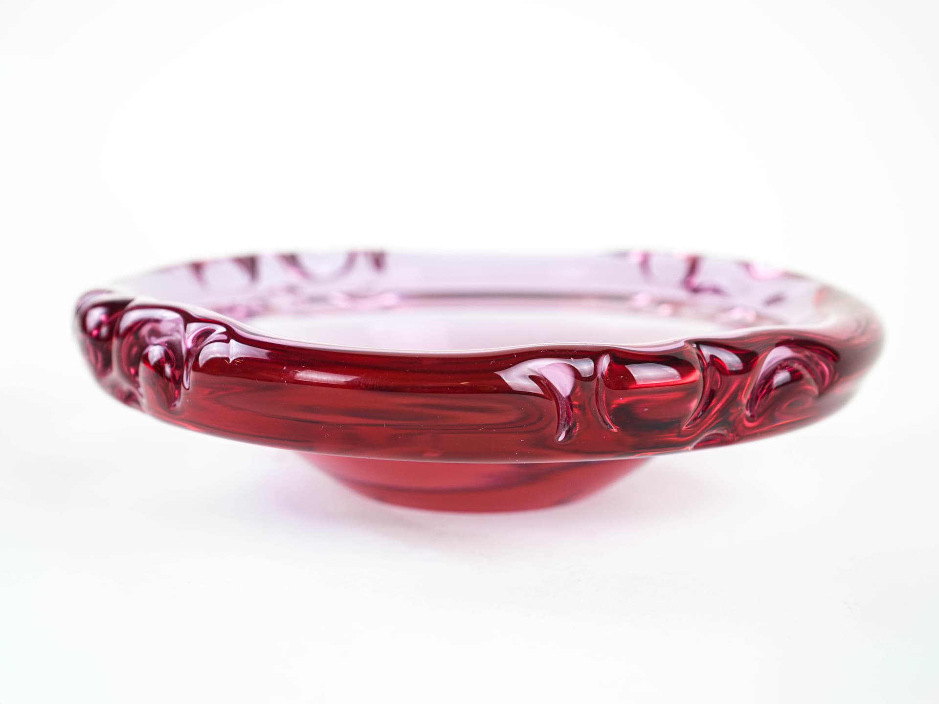 Dish Rosamund, transparent pink glass, Holmegaard, Denmark, 1960s. - 377678