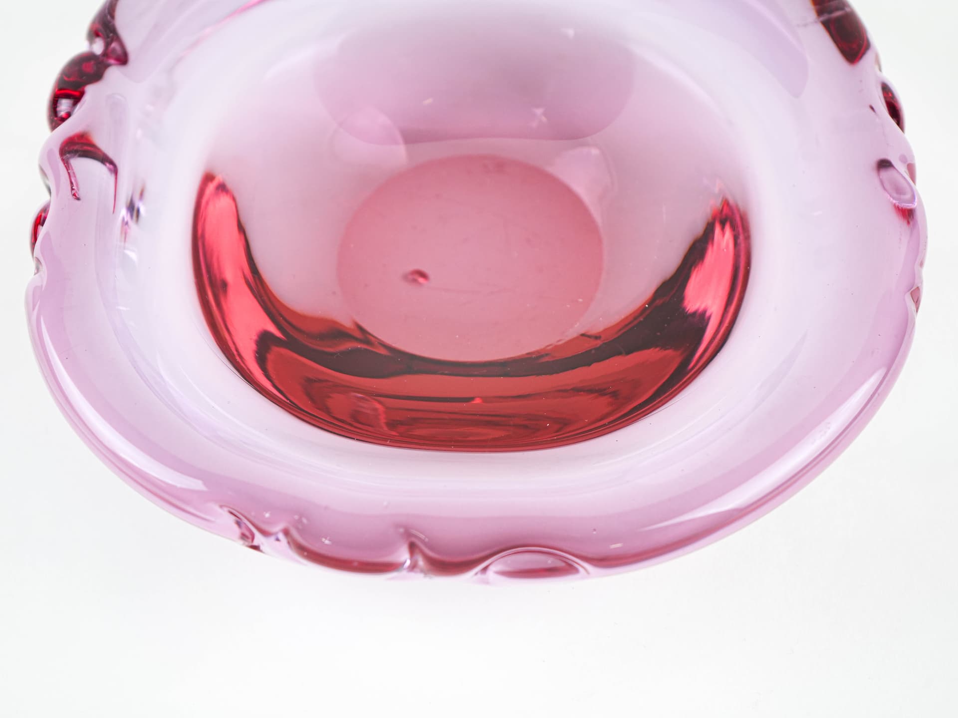 Dish Rosamund, transparent pink glass, Holmegaard, Denmark, 1960s. - 377674
