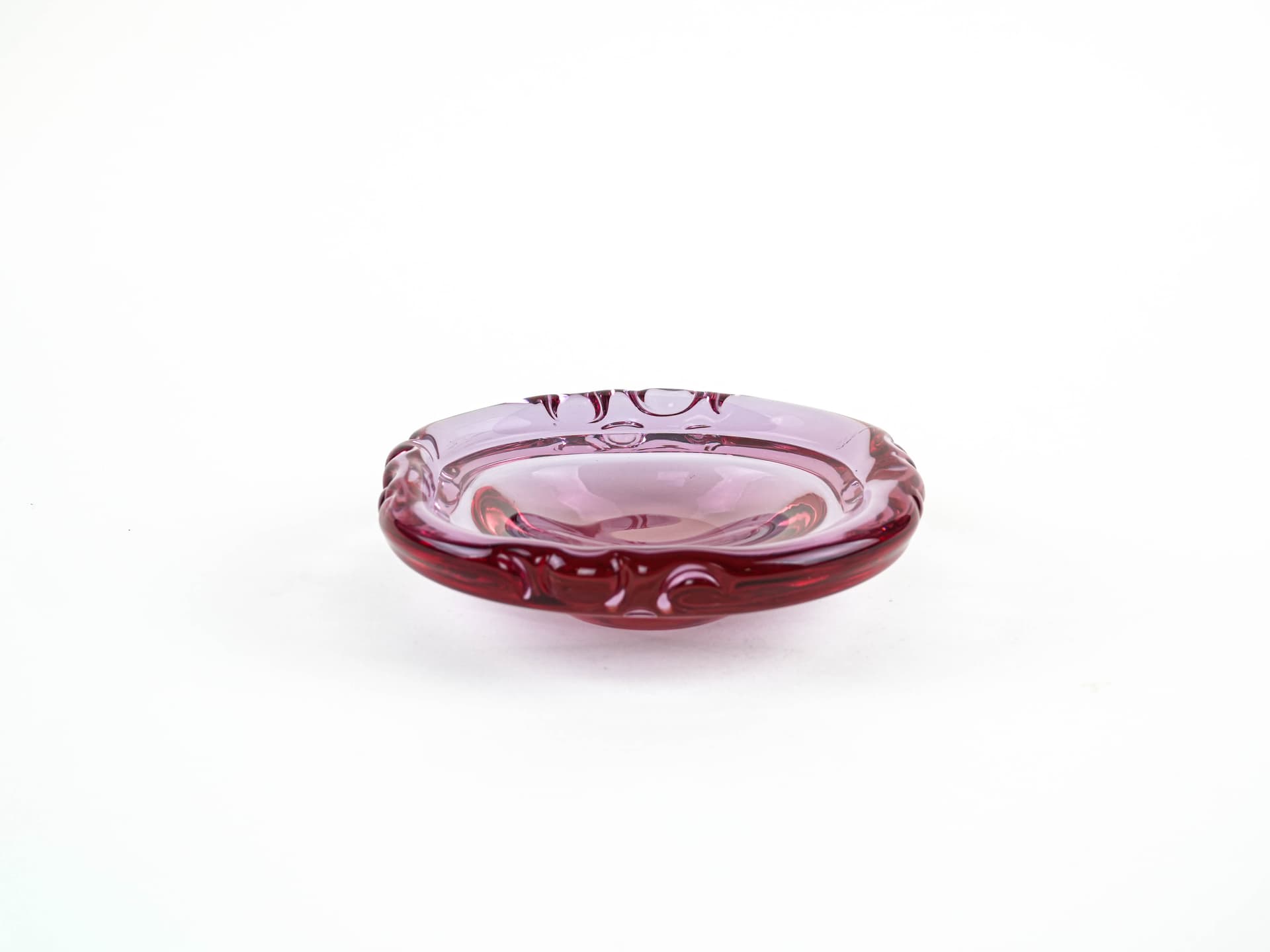 Dish Rosamund, transparent pink glass, Holmegaard, Denmark, 1960s. - 377669