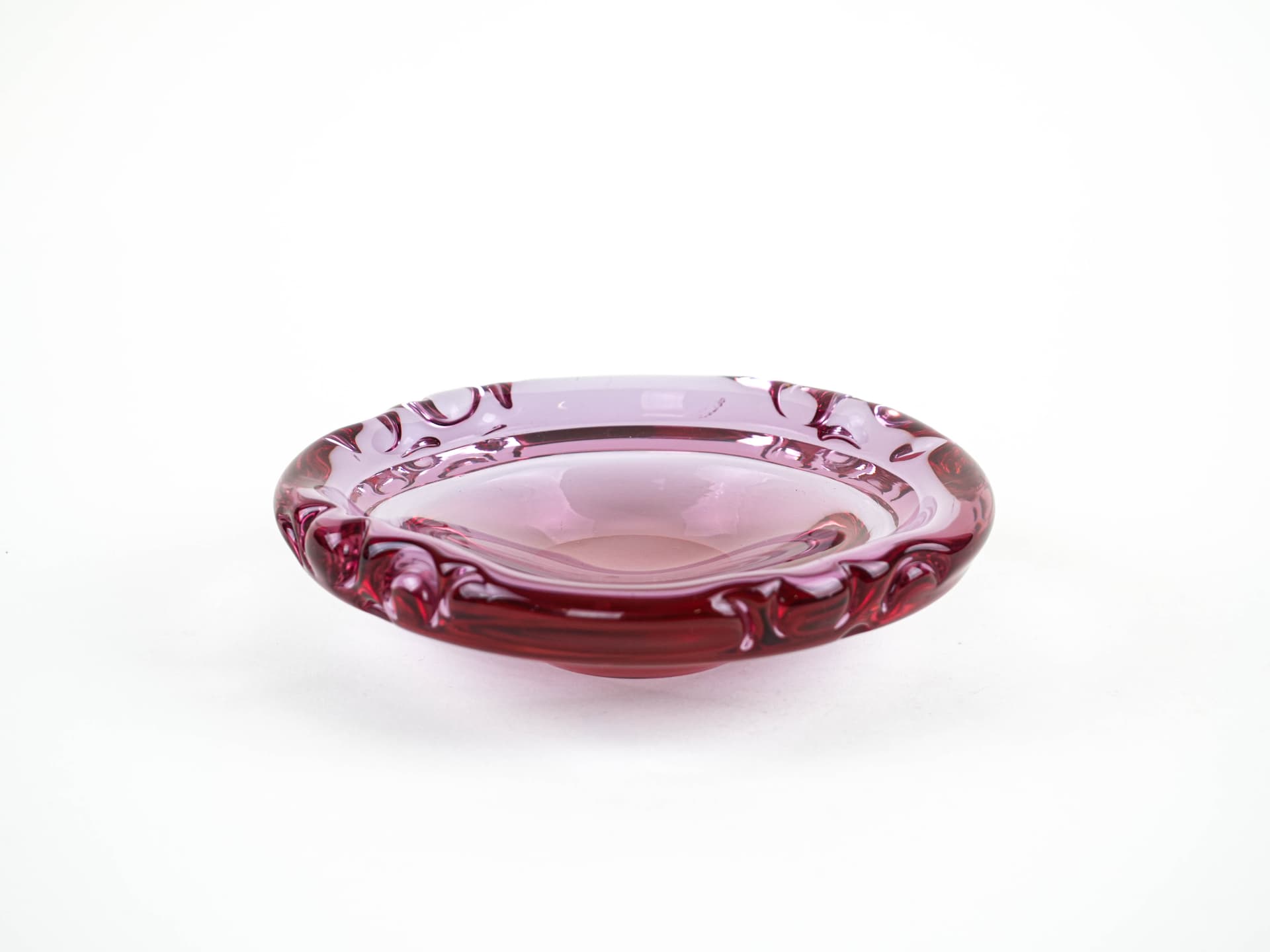 Dish Rosamund, transparent pink glass, Holmegaard, Denmark, 1960s. - 377670