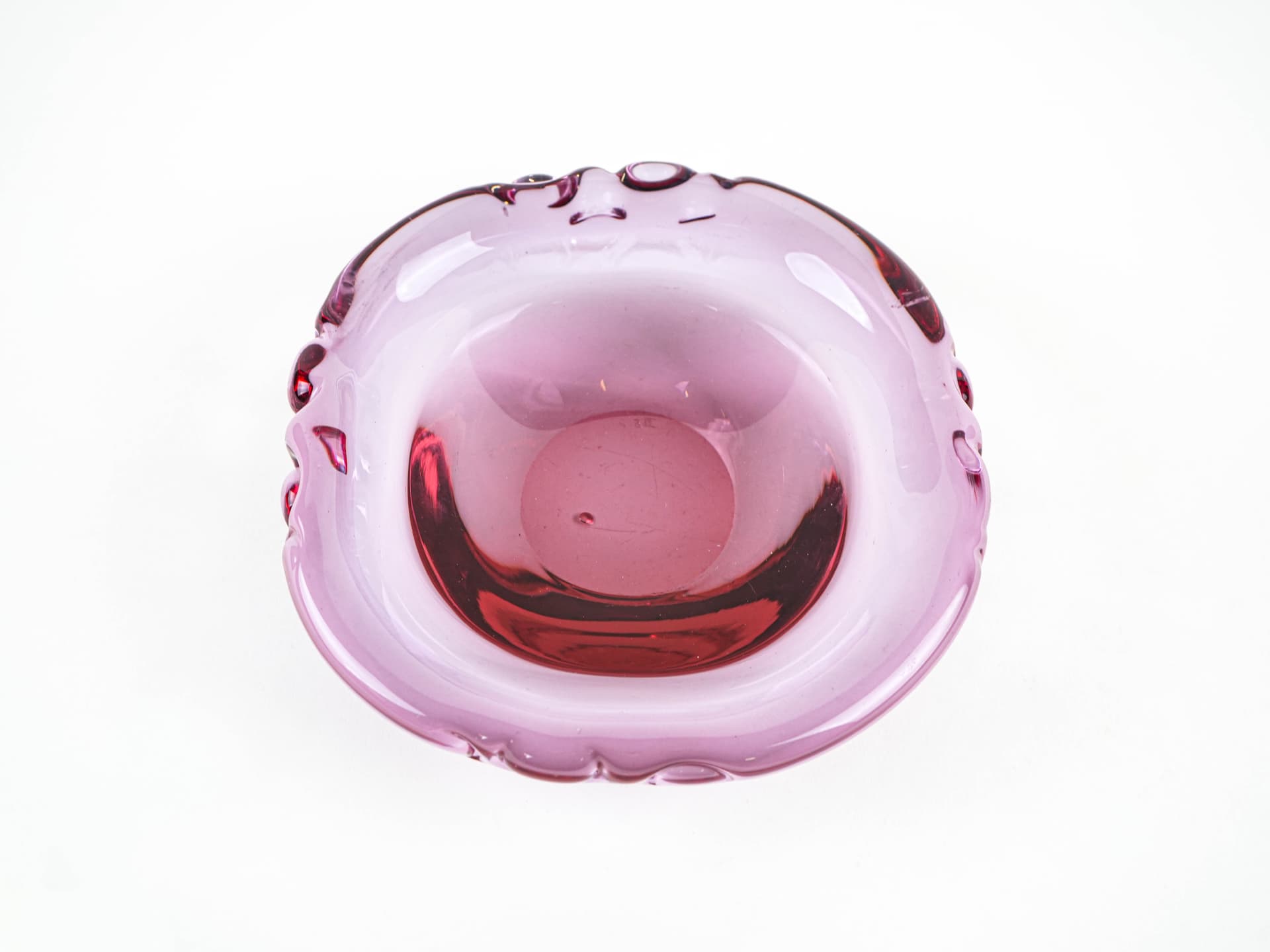 Dish Rosamund, transparent pink glass, Holmegaard, Denmark, 1960s. - 377672