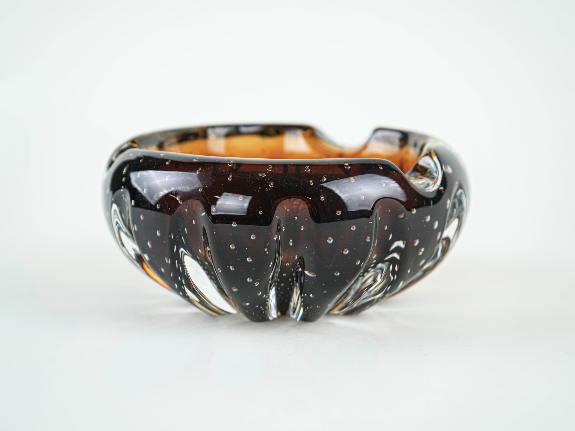 Bowl Murano, brown clear glass, Italy, 1960s. - 377686