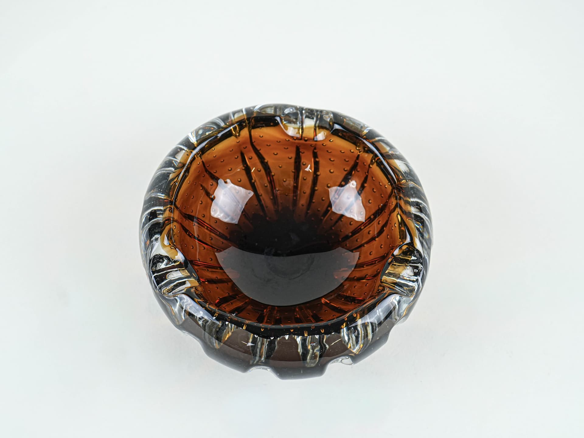Bowl Murano, brown clear glass, Italy, 1960s. - 377685