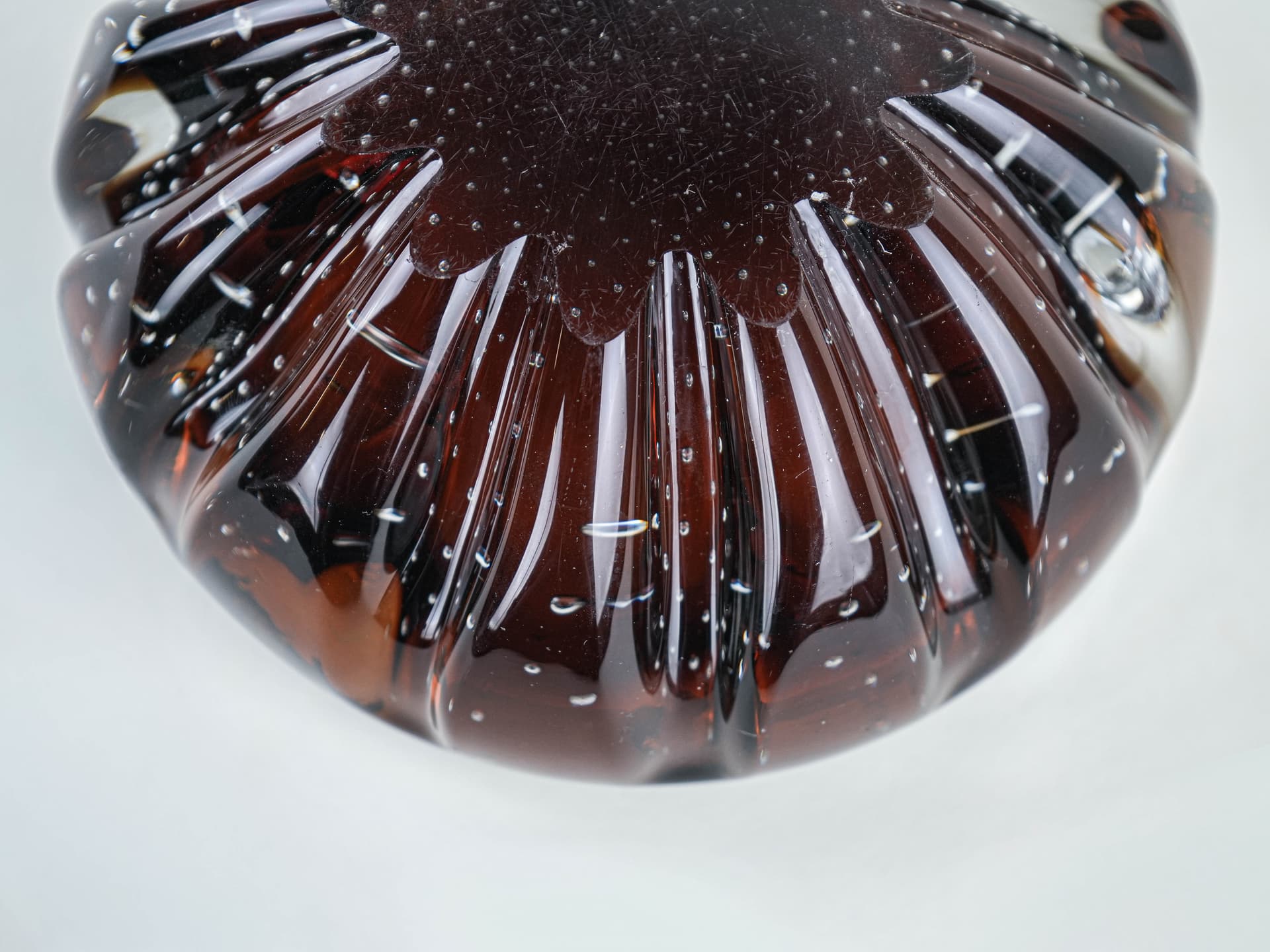 Bowl Murano, brown clear glass, Italy, 1960s. - 377687