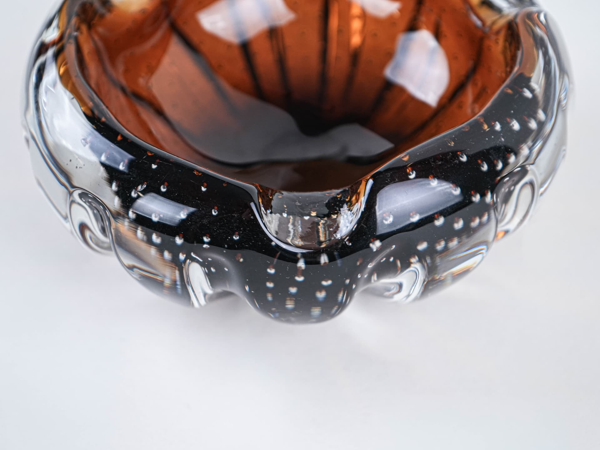 Bowl Murano, brown clear glass, Italy, 1960s. - 377691