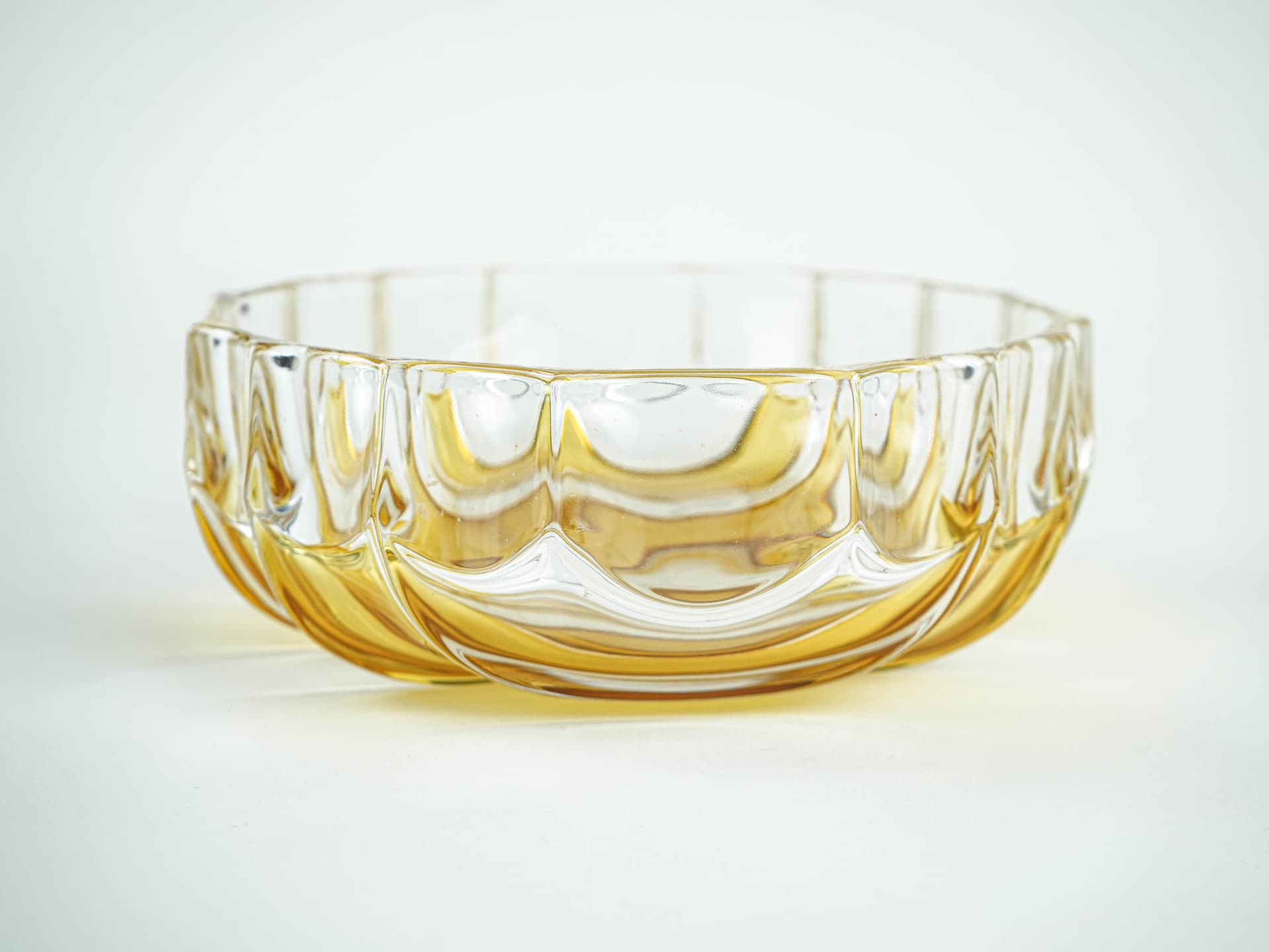 Serving bowl Walther-Glas, orange clear glass, Germany, 1970s. - 377759