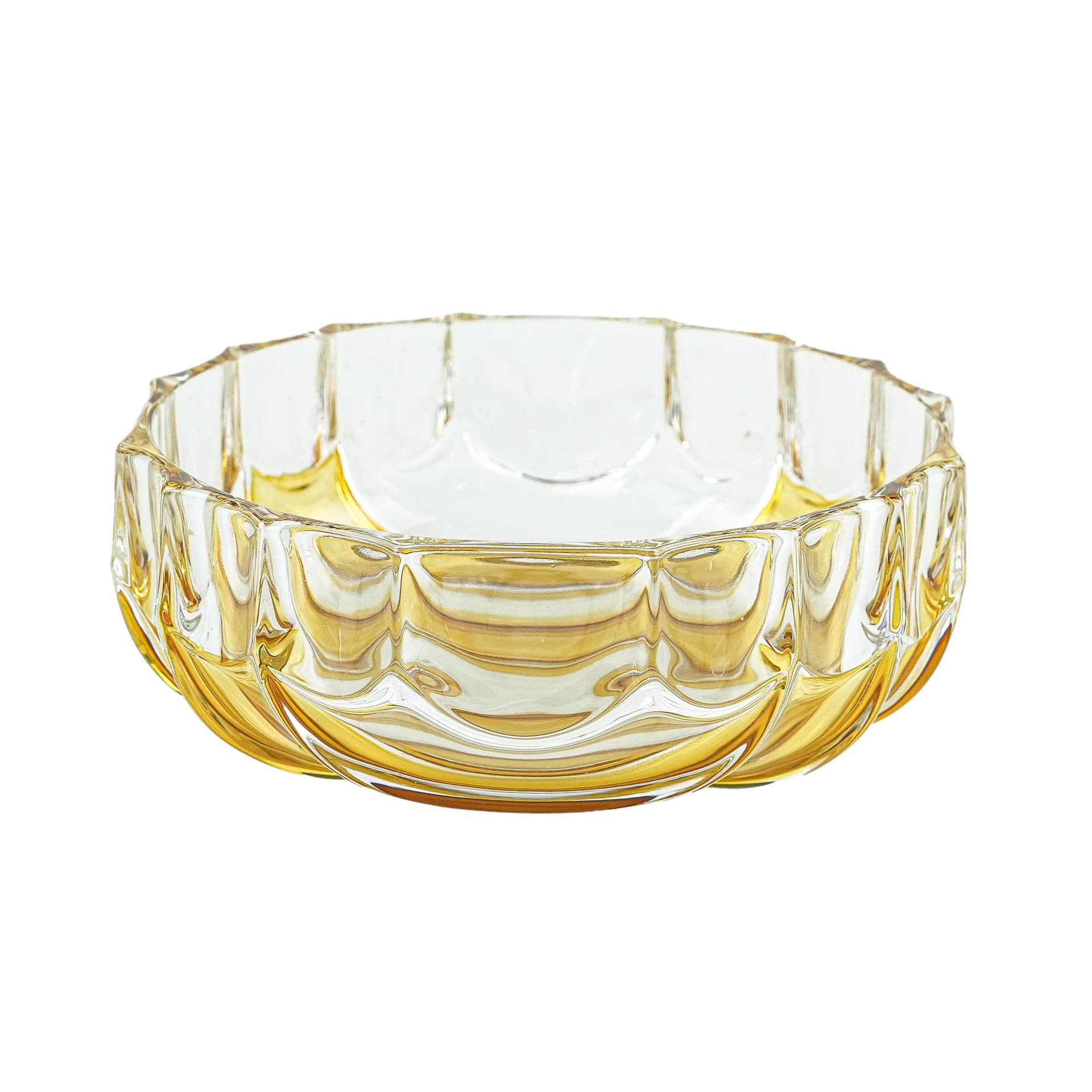 Serving bowl Walther-Glas, orange clear glass, Germany, 1970s.