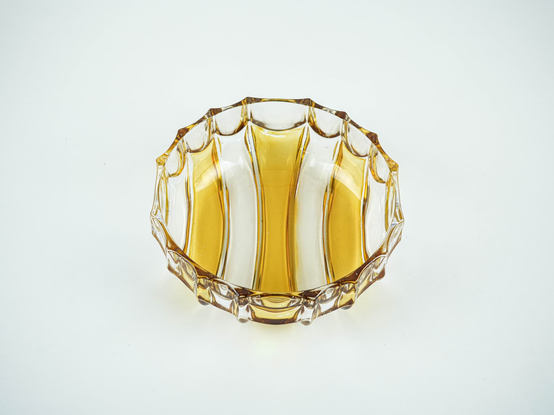Serving bowl Walther-Glas, orange clear glass, Germany, 1970s. - 377758