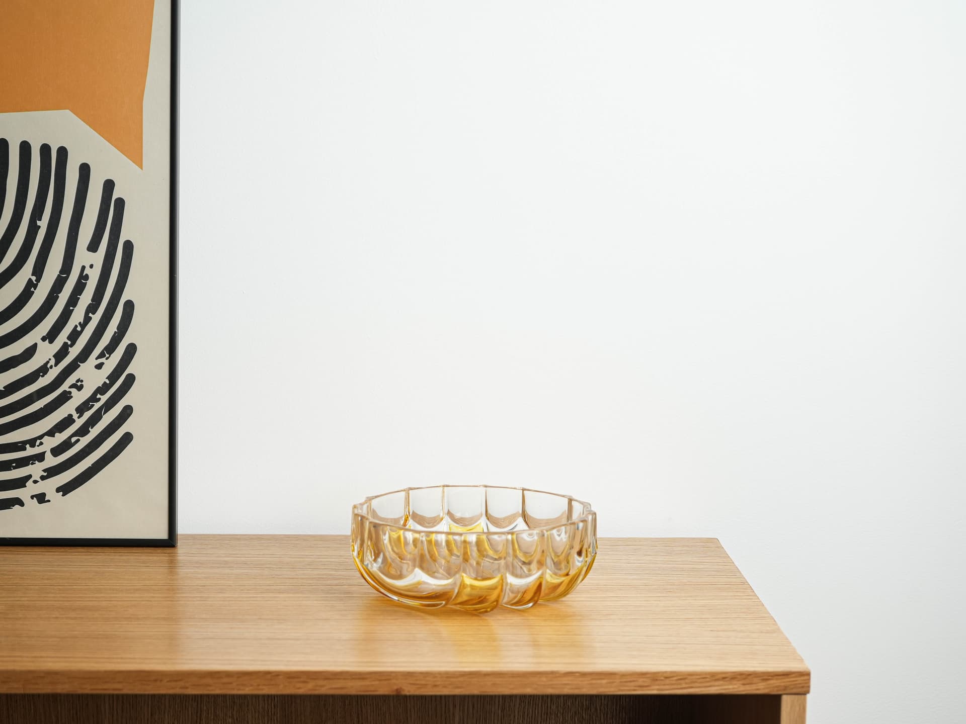 Serving bowl Walther-Glas, orange clear glass, Germany, 1970s. - 377757