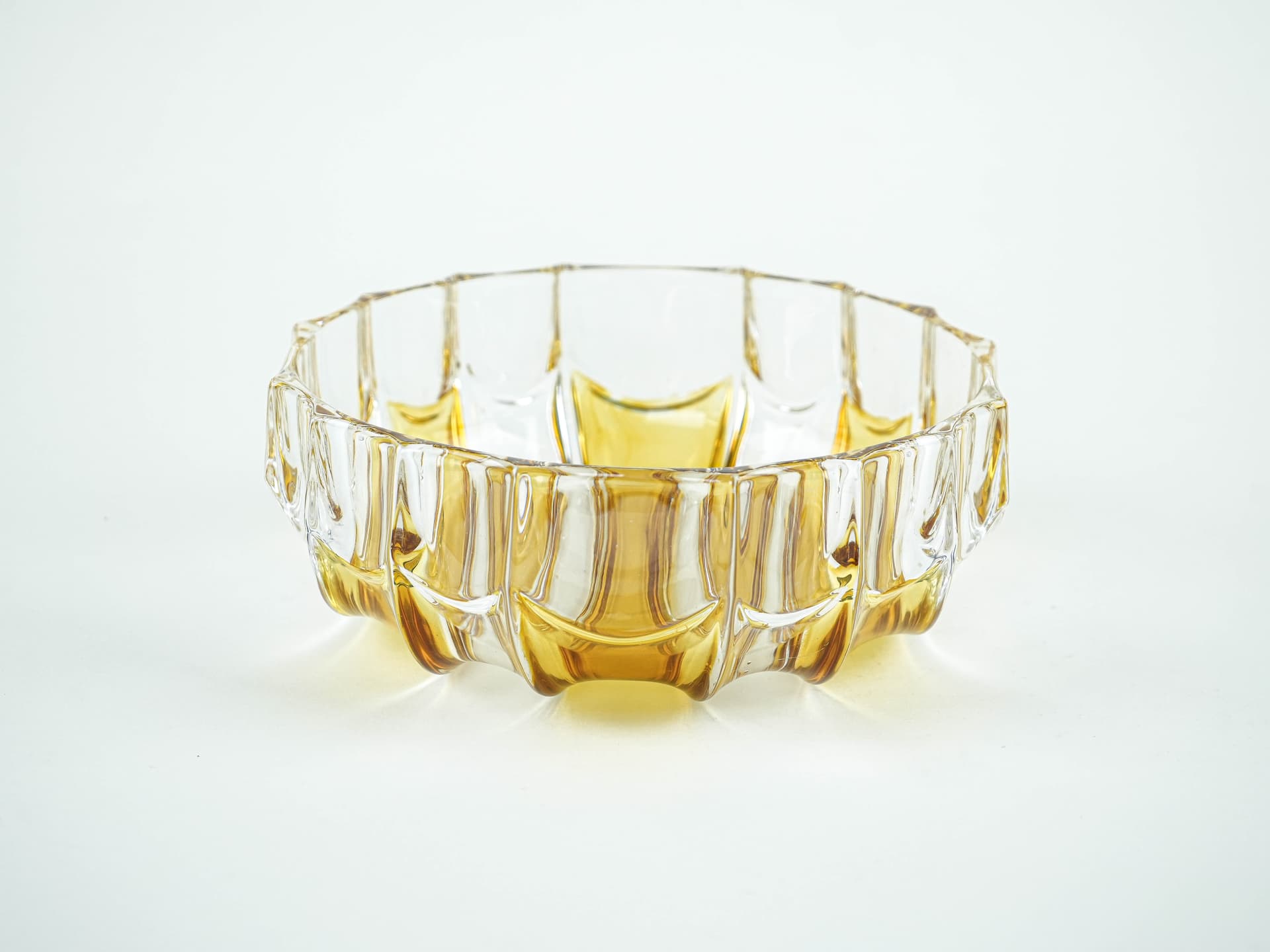 Serving bowl Walther-Glas, orange clear glass, Germany, 1970s. - 377755