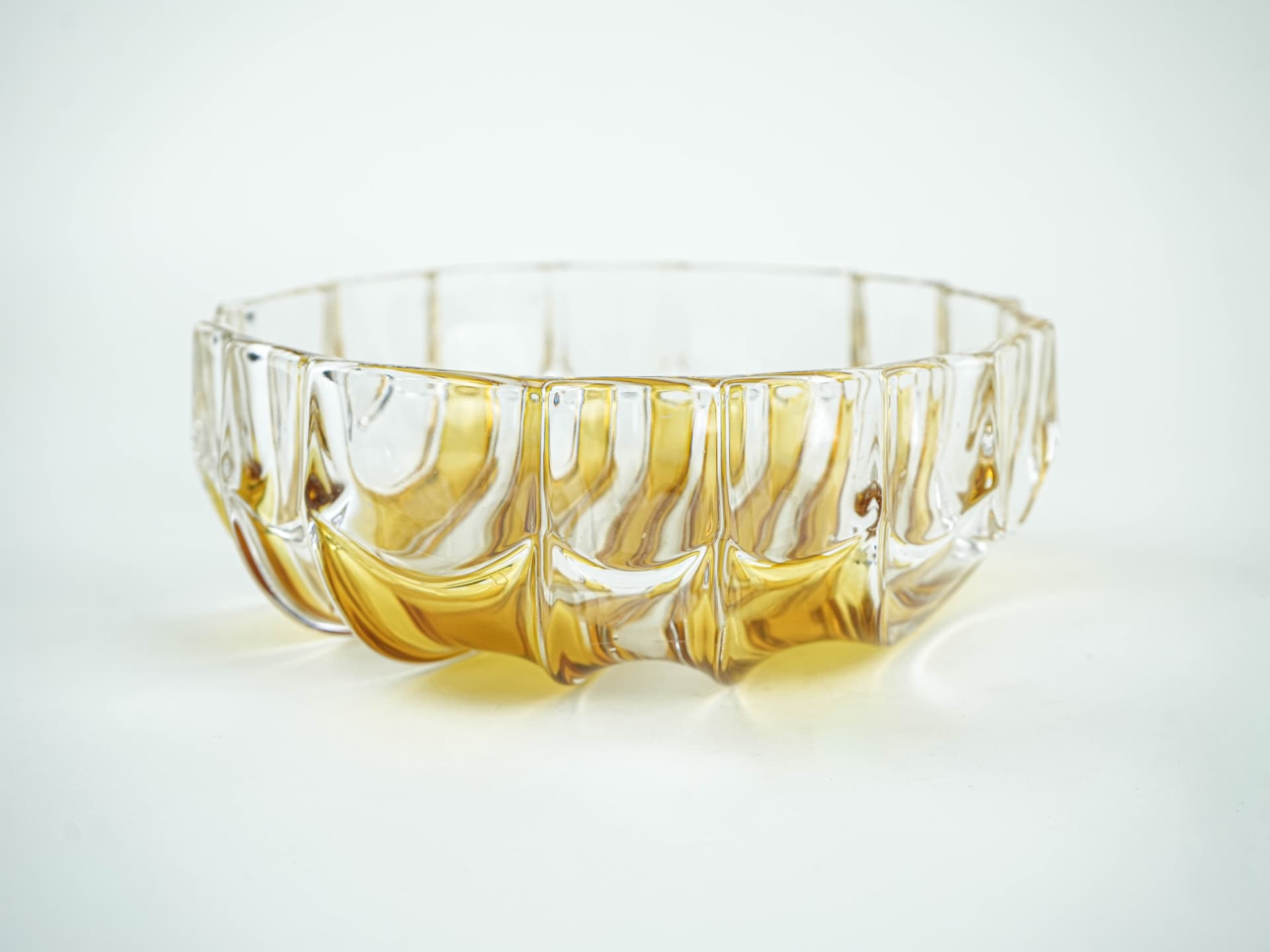 Serving bowl Walther-Glas, orange clear glass, Germany, 1970s. - 377761