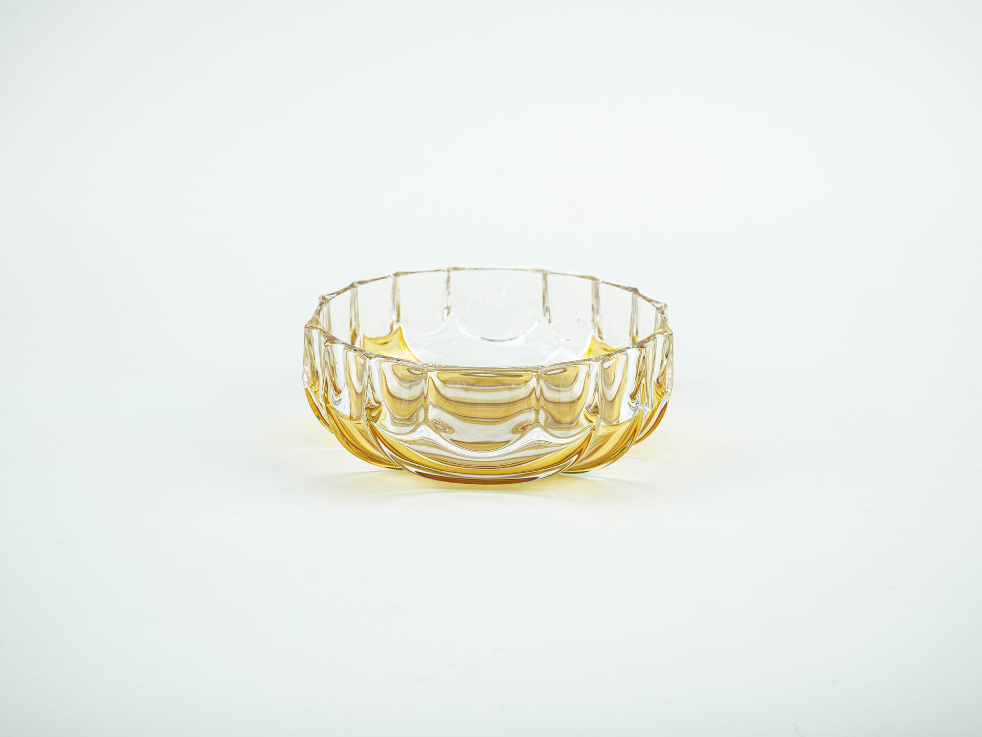 Serving bowl Walther-Glas, orange clear glass, Germany, 1970s. - 377756