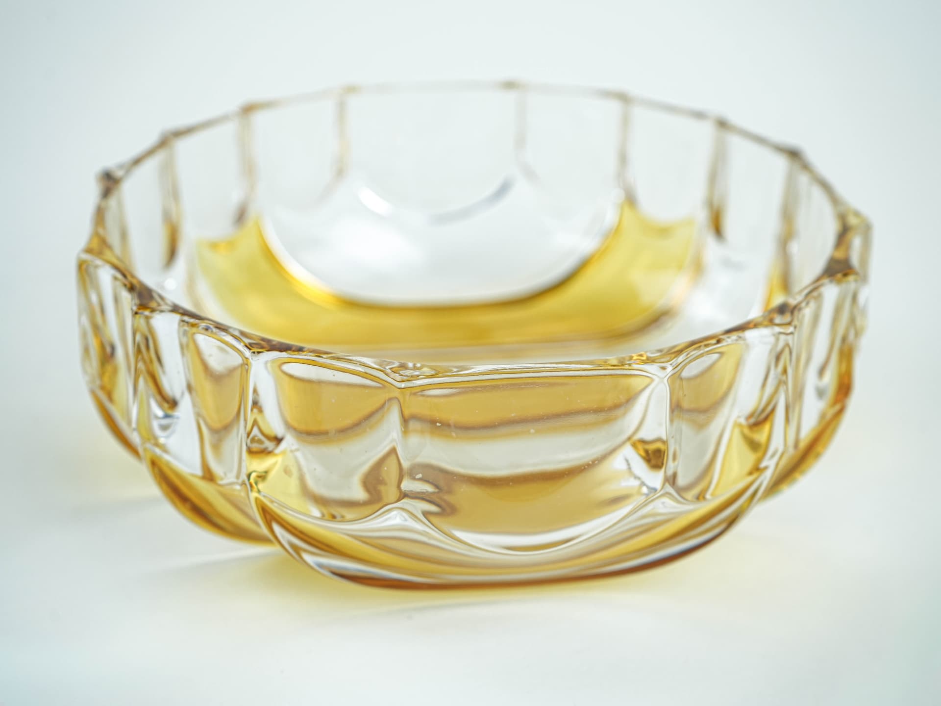 Serving bowl Walther-Glas, orange clear glass, Germany, 1970s. - 377760