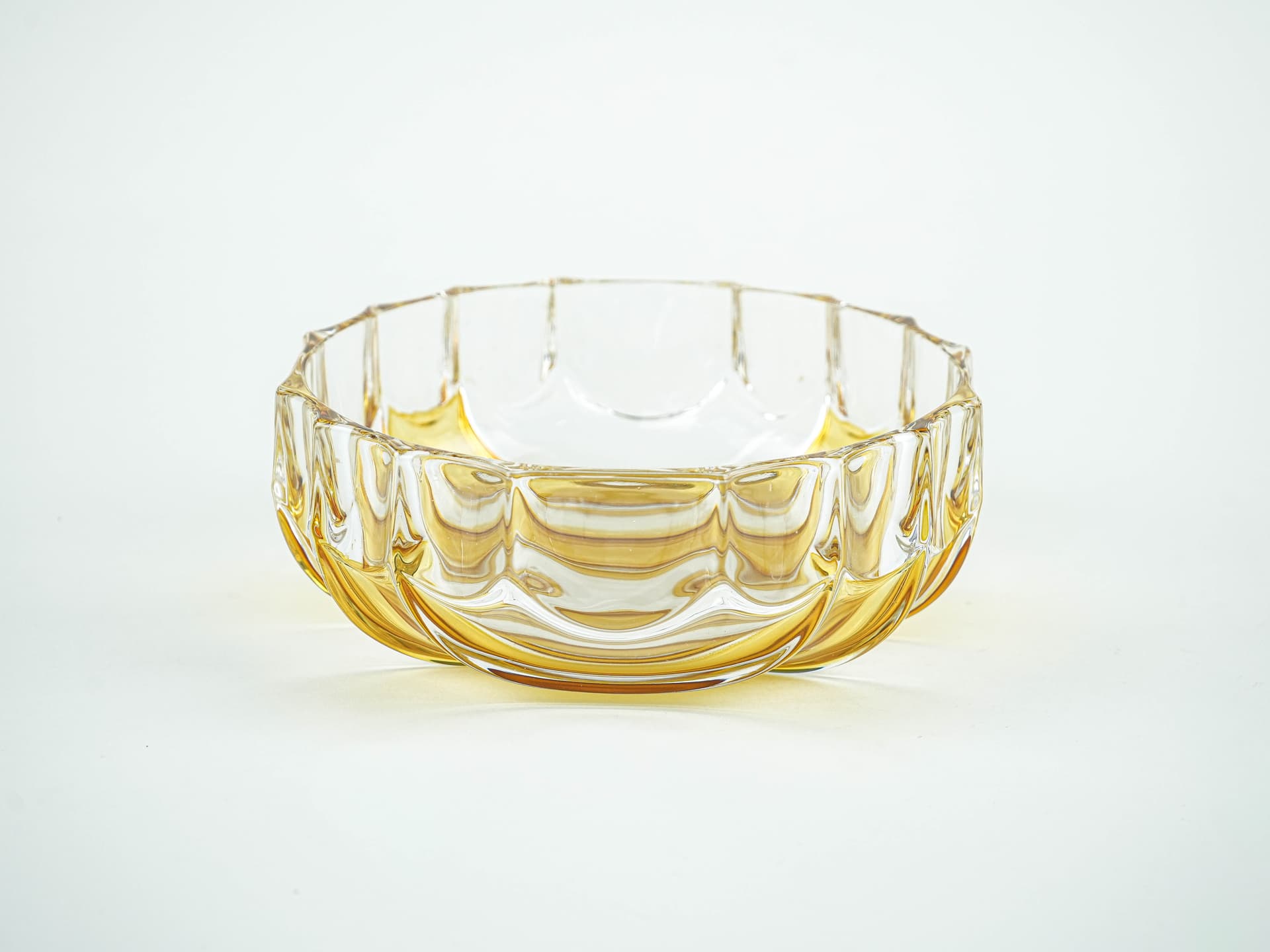 Serving bowl Walther-Glas, orange clear glass, Germany, 1970s. - 377754