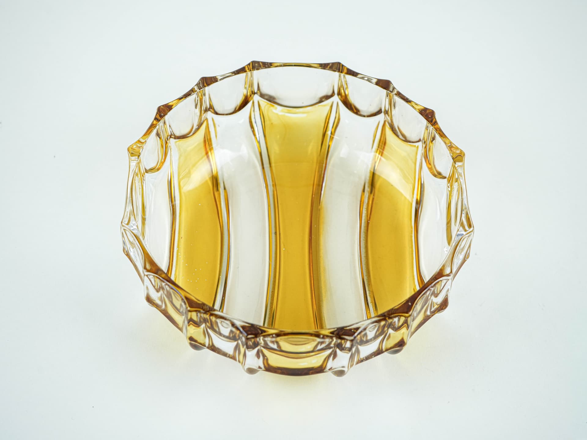 Serving bowl Walther-Glas, orange clear glass, Germany, 1970s. - 377762