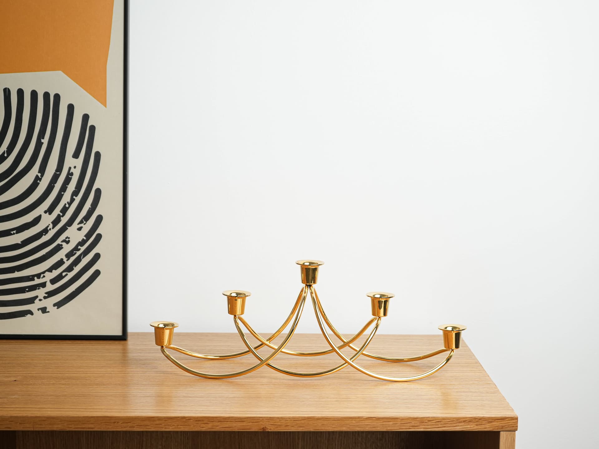 Five-arm candelabrum, gold brass, Georg Jensen, Denmark, 1970s. - 377773