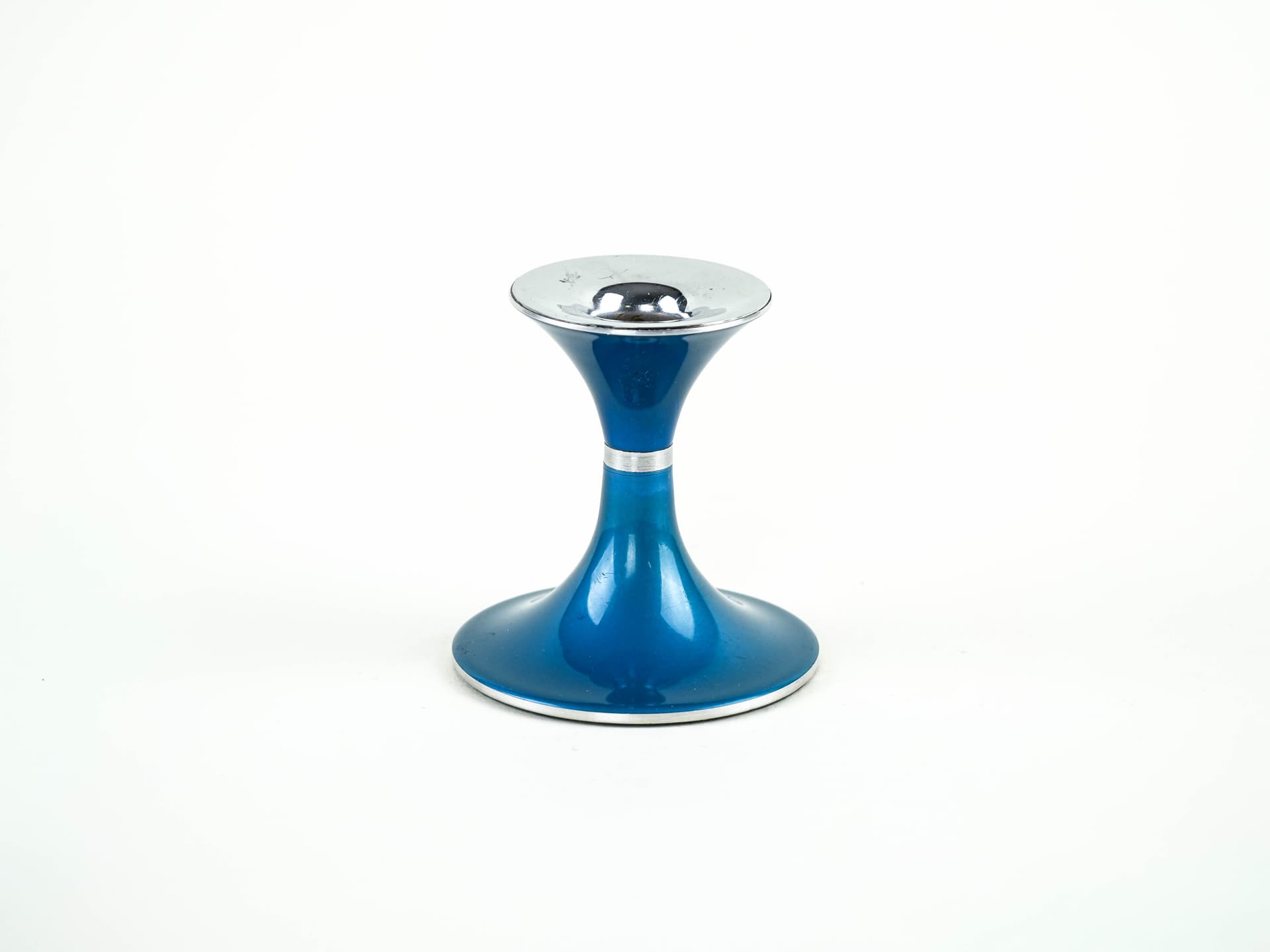 set of candlesticks Space Age, green blue yellow, lacquered metal, by B. Engø, Norway, 1970s. - 377780