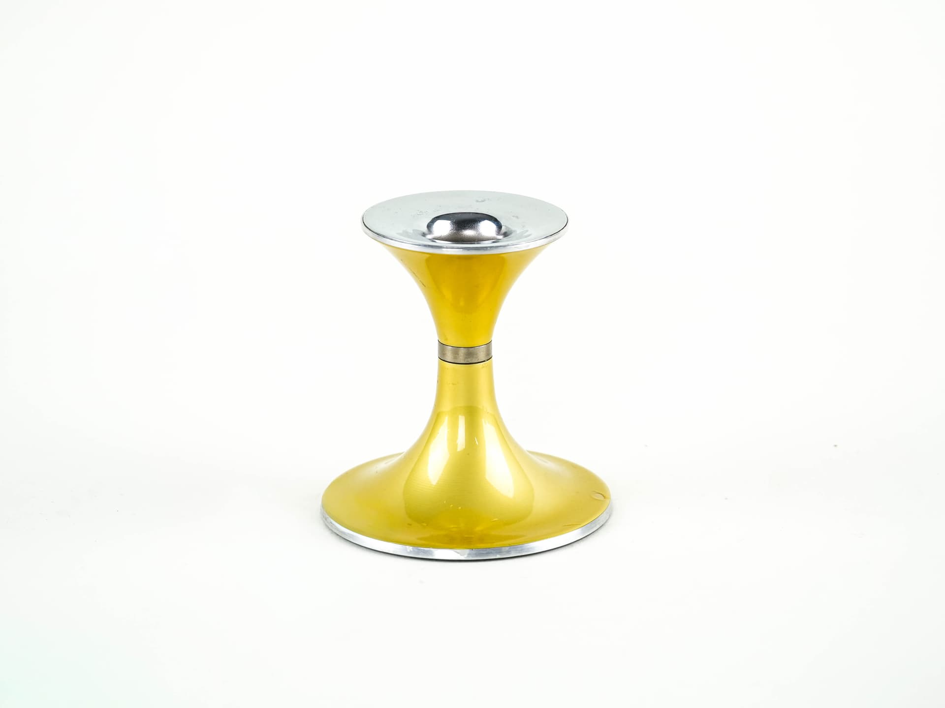 set of candlesticks Space Age, green blue yellow, lacquered metal, by B. Engø, Norway, 1970s. - 377776