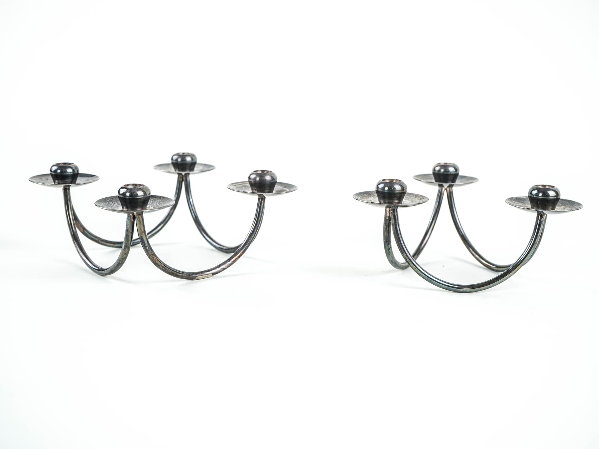 Set of candlesticks, silver, silver-plated brass, Denmark, 1970s. - 377793