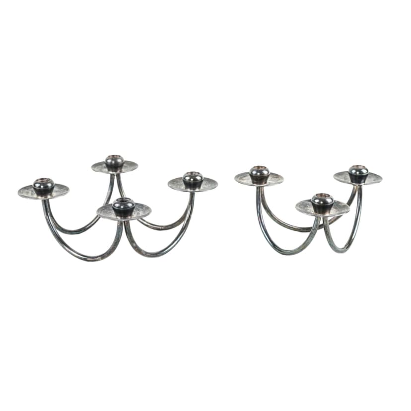 Set of candlesticks, silver, silver-plated brass, Denmark, 1970s.