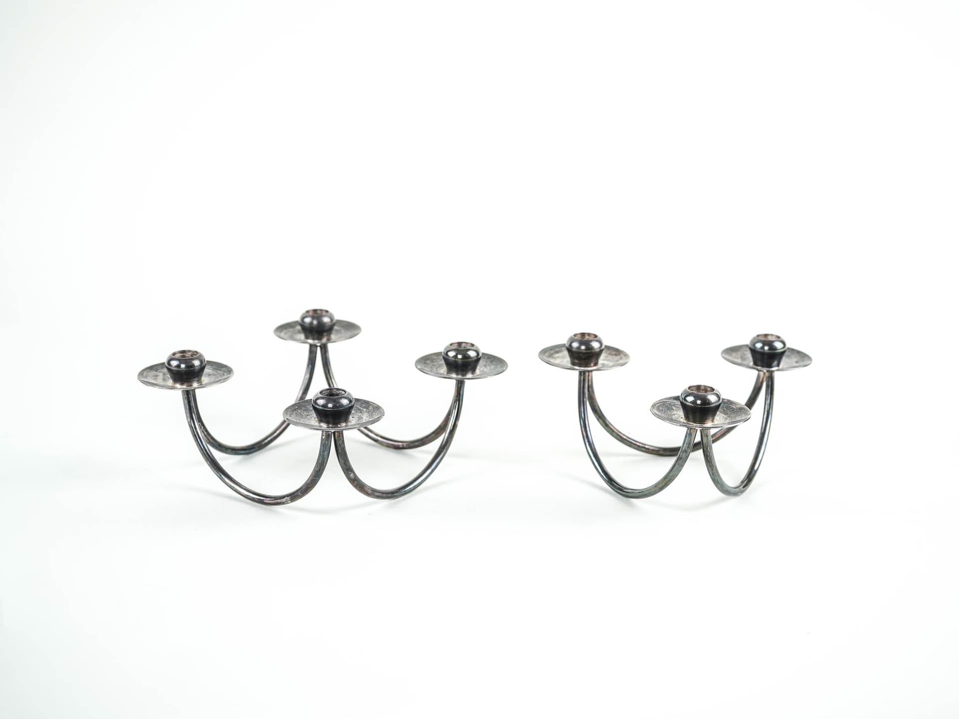 Set of candlesticks, silver, silver-plated brass, Denmark, 1970s. - 377789
