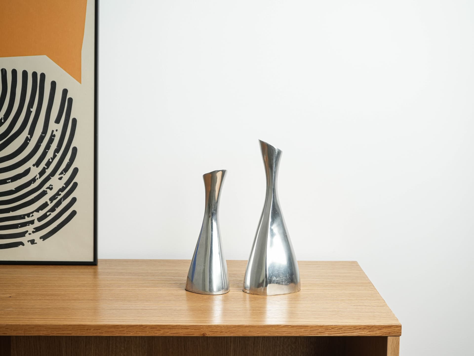 Candlestick Organic Modern, silver aluminium, Europe, 1970s. - 377820