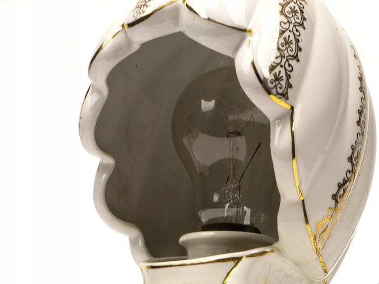 Lampa stołowa Art Nouveau, porcelana biała złocona, lata 20. - 377843