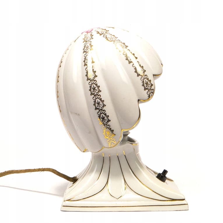 Lampa stołowa Art Nouveau, porcelana biała złocona, lata 20. - 377841