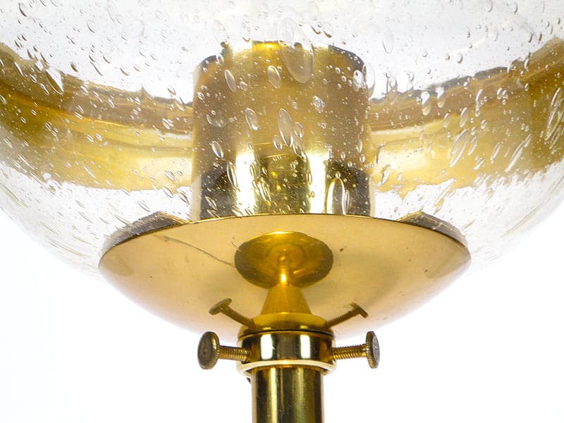 Lampa stołowa Saturn, szkło sodowe przezroczyste, mosiądz złoty, Czechy, lata 50. - 377853