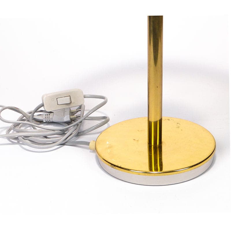 Lampa stołowa Saturn, szkło sodowe przezroczyste, mosiądz złoty, Czechy, lata 50. - 377854