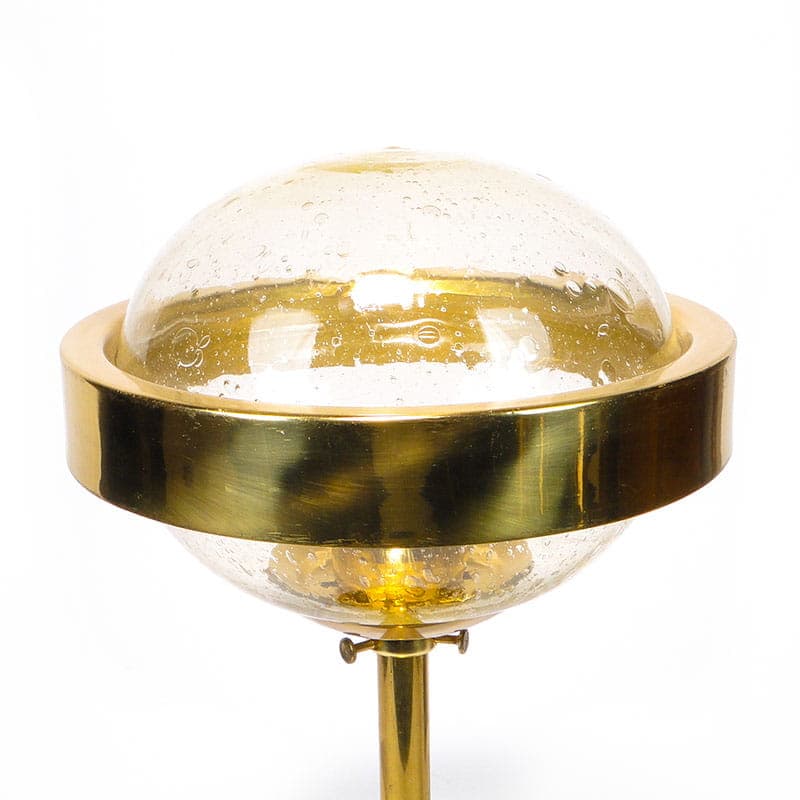 Lampa stołowa Saturn, szkło sodowe przezroczyste, mosiądz złoty, Czechy, lata 50. - 377848