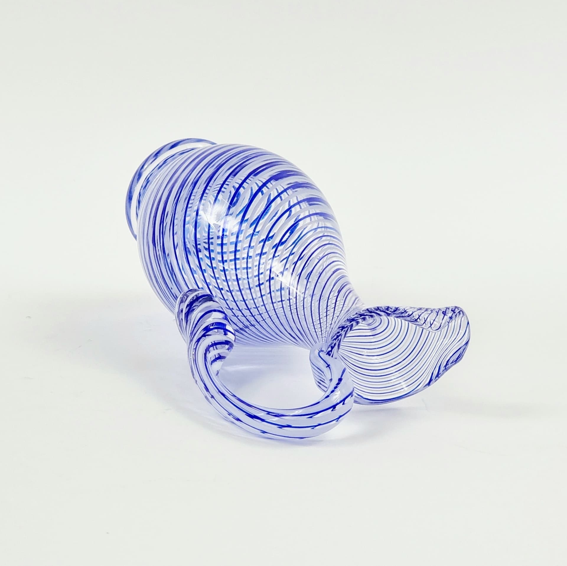 Wazon Mezza Filigrana, szkło przezroczyste niebieski, Murano, Włochy, lata 70. - 377916