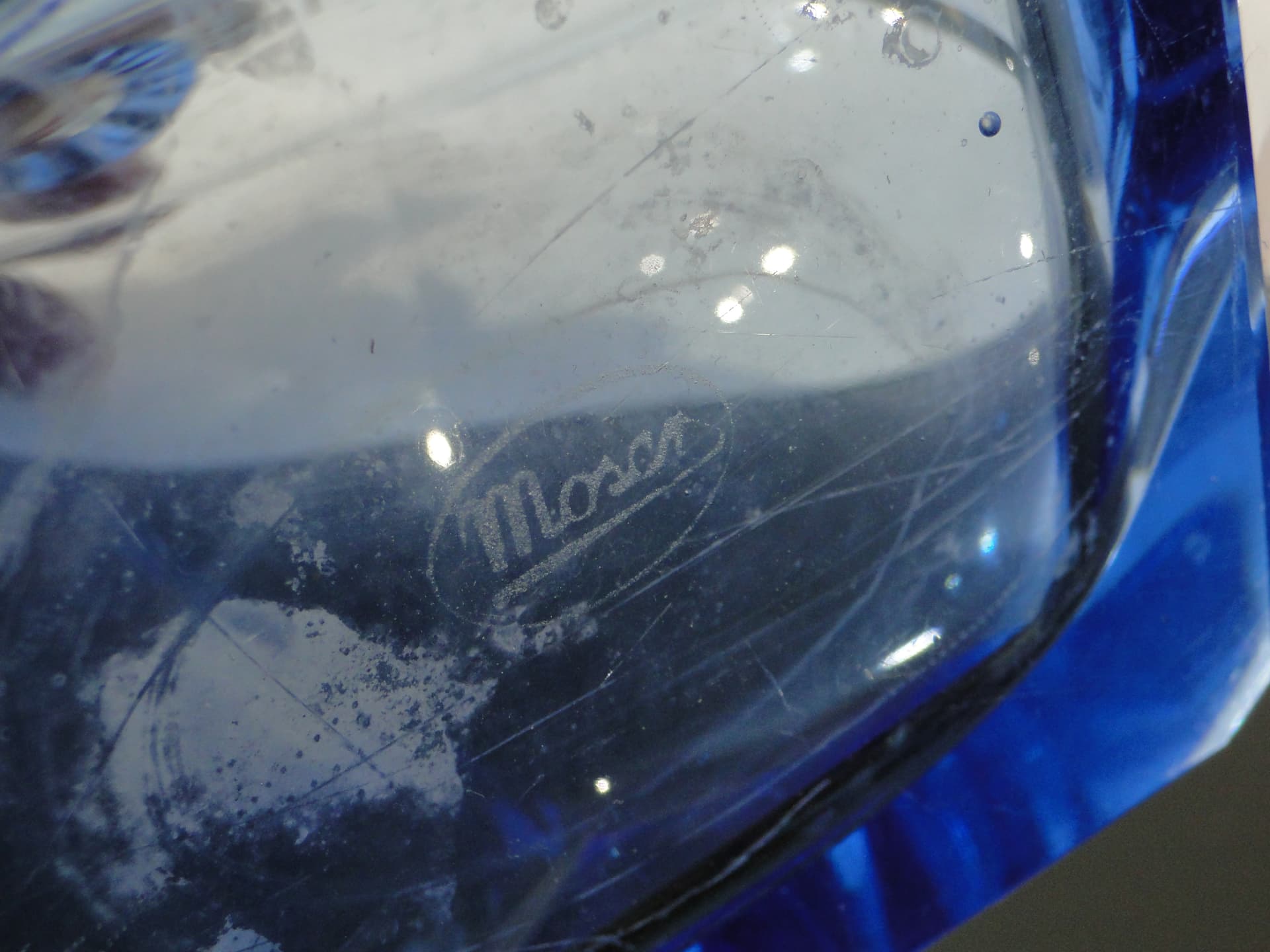 Decanter Art Deco, blue crystal, Moser, Czechoslovakia, 1930s - 377940