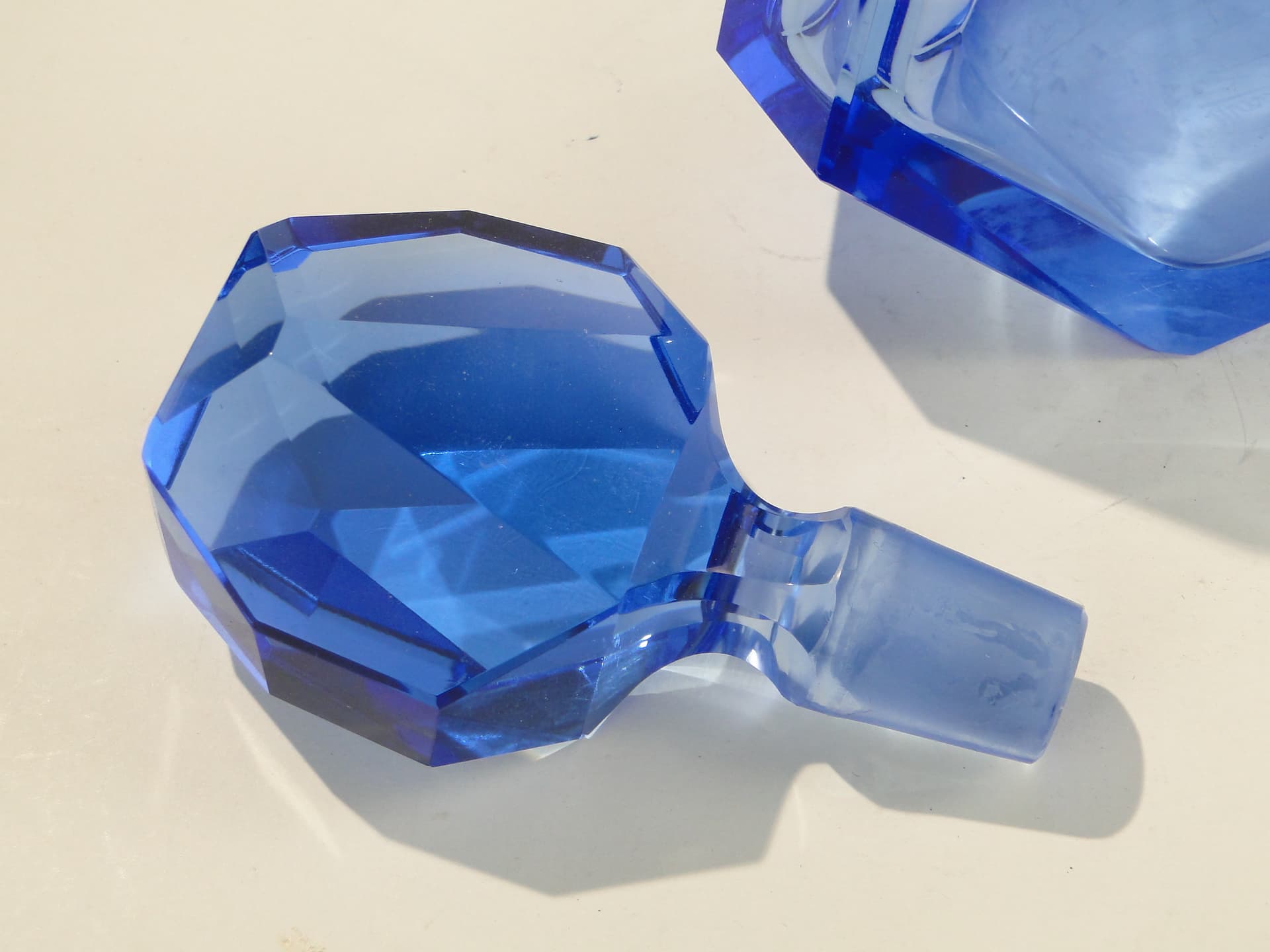 Decanter Art Deco, blue crystal, Moser, Czechoslovakia, 1930s - 377939