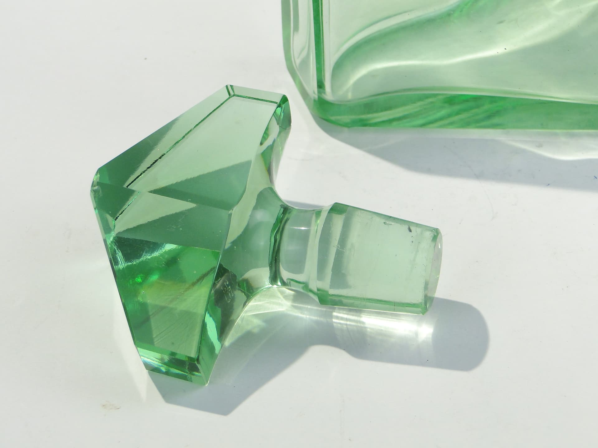 Decanter, green crystal, Moser, Czechia, 1930s - 377949