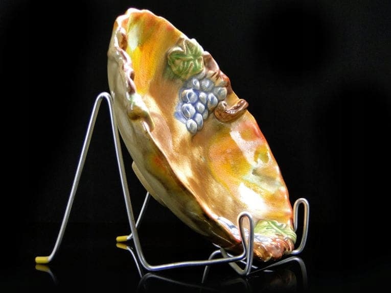 Patera Art déco, brązowy zielony żółty niebieski, ceramika, Niemcy, lata 30. - 377976