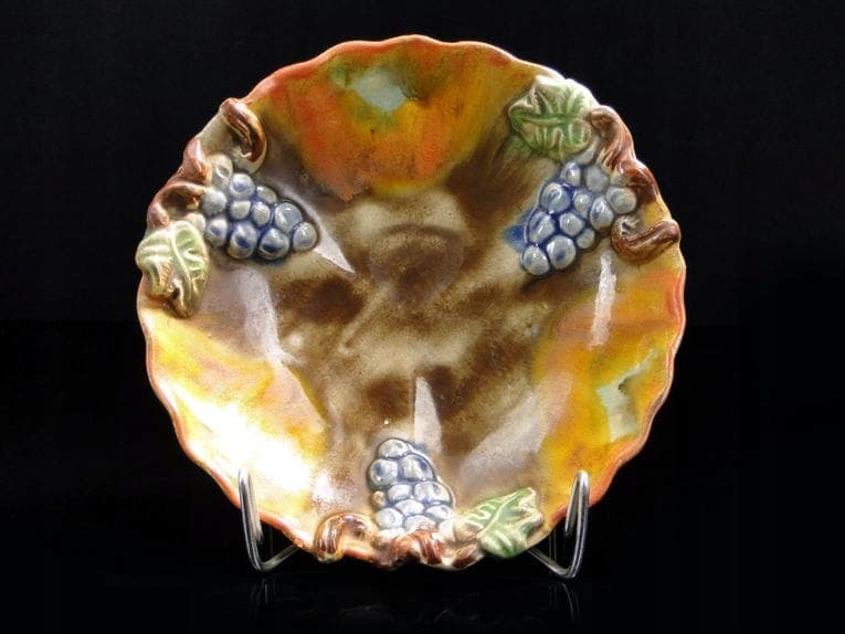 Patera Art déco, brązowy zielony żółty niebieski, ceramika, Niemcy, lata 30. - 377977