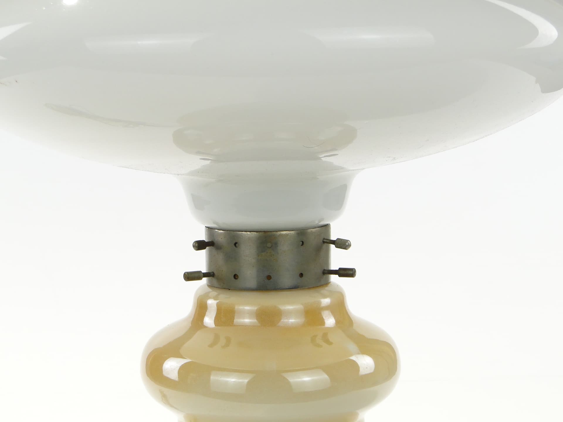 Lampa stołowa, brązowy szkło, biały szkło, metal, Zakłady Elektryczne Virtpol, Polska, lata 50. - 377986