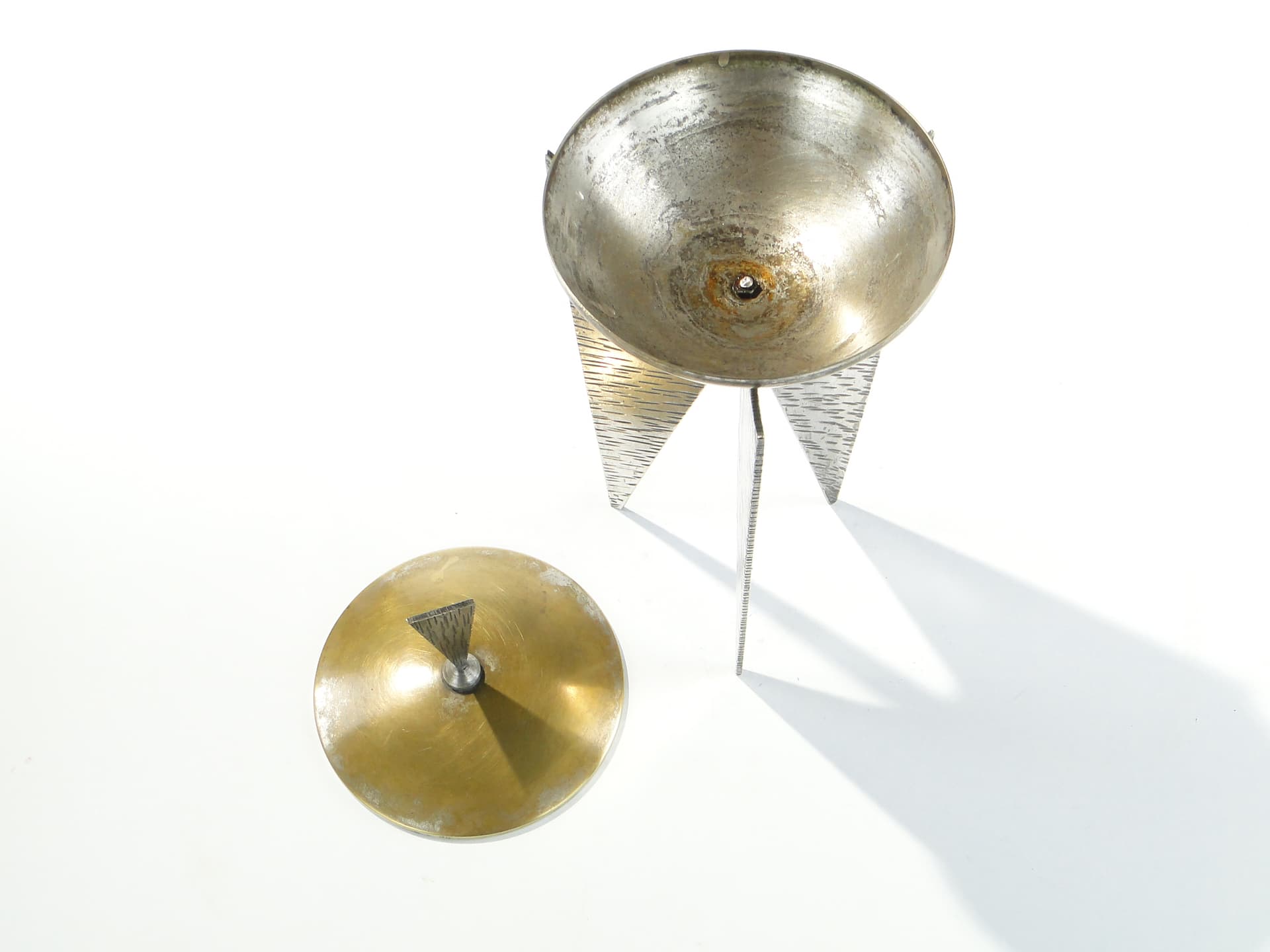 Modernist sugar bowl, Rytosztuka, silver gold metal, Poland, 1970s - 378034