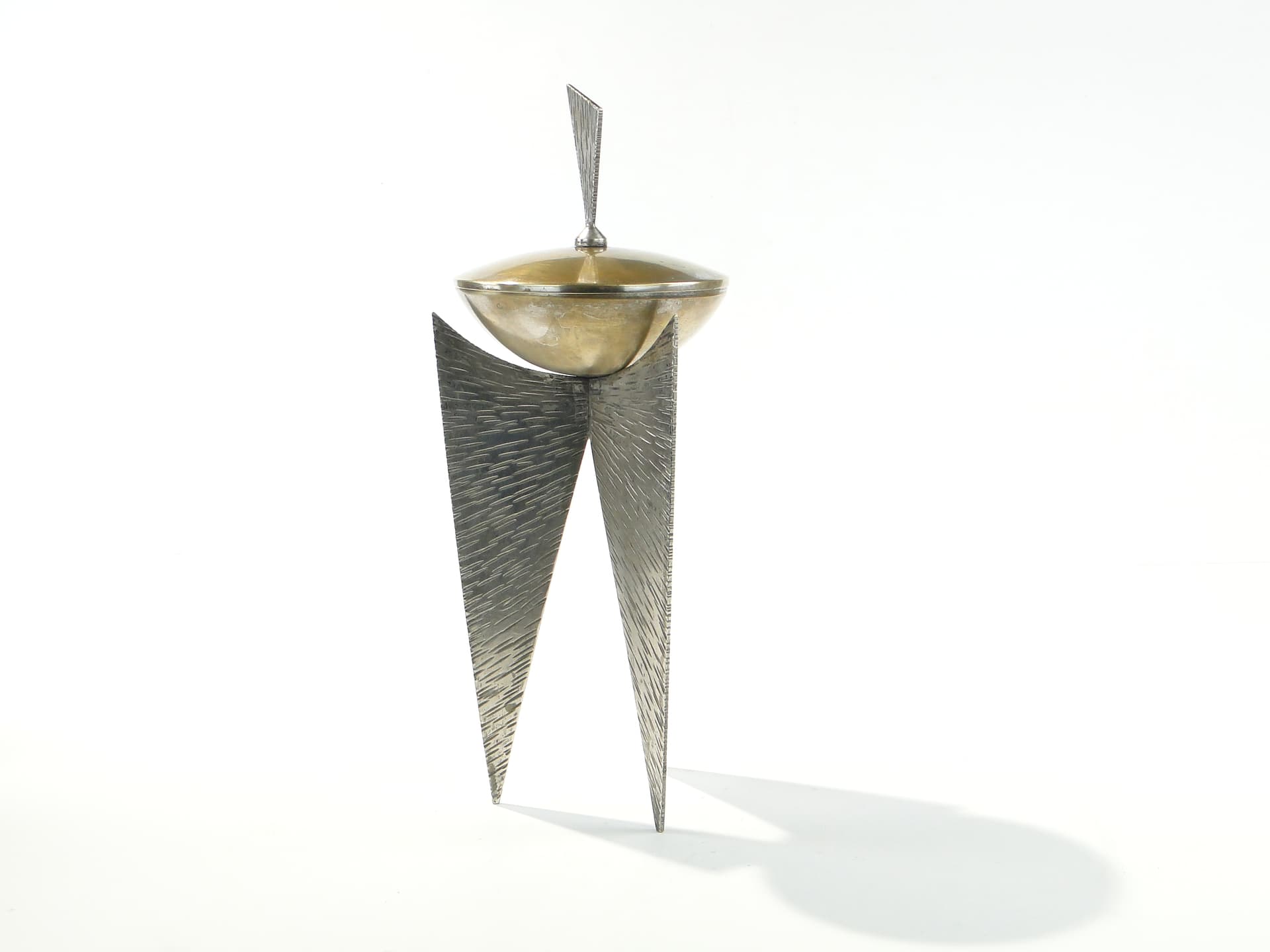 Modernist sugar bowl, Rytosztuka, silver gold metal, Poland, 1970s - 378046
