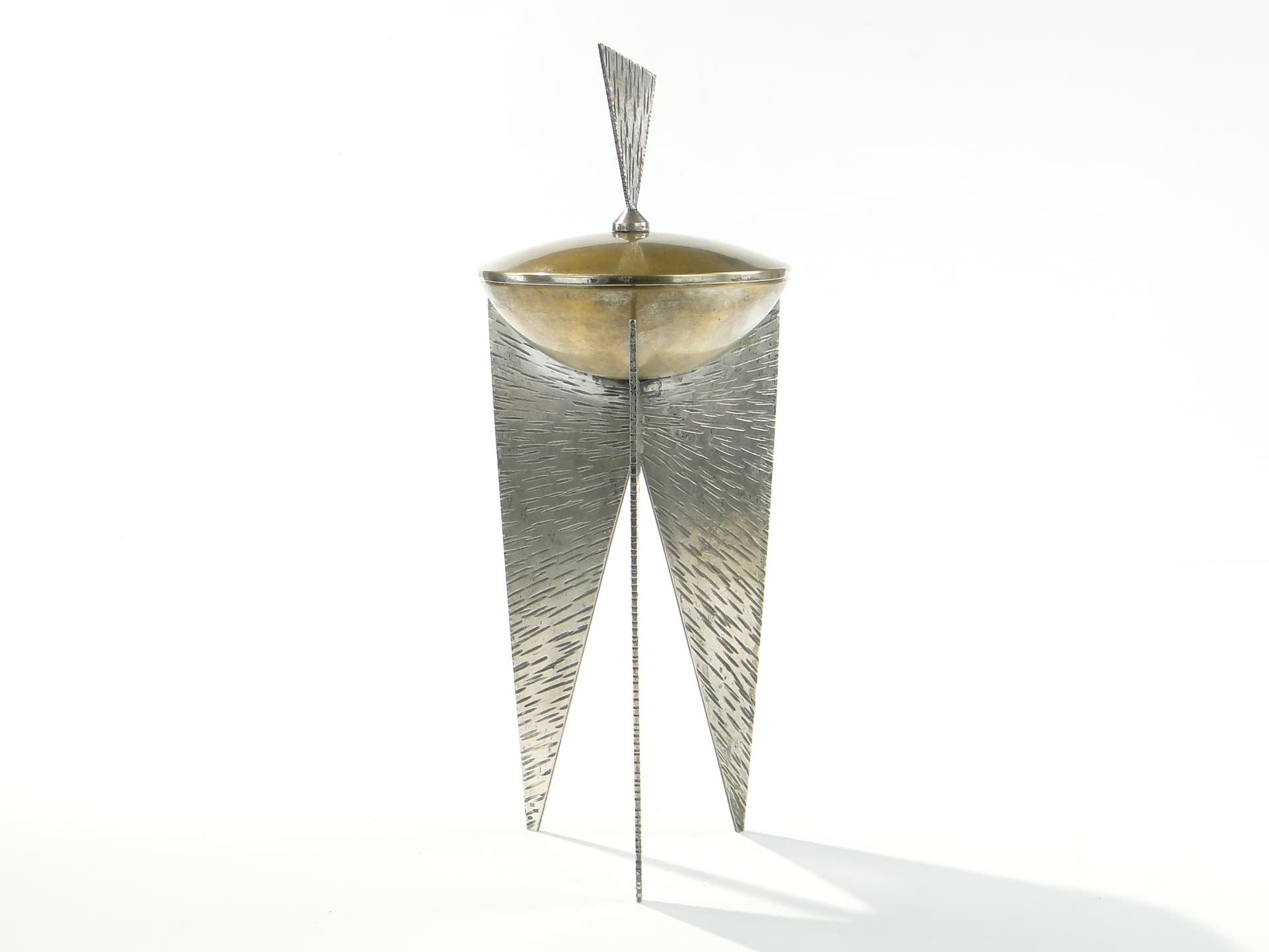 Modernist sugar bowl, Rytosztuka, silver gold metal, Poland, 1970s - 378042