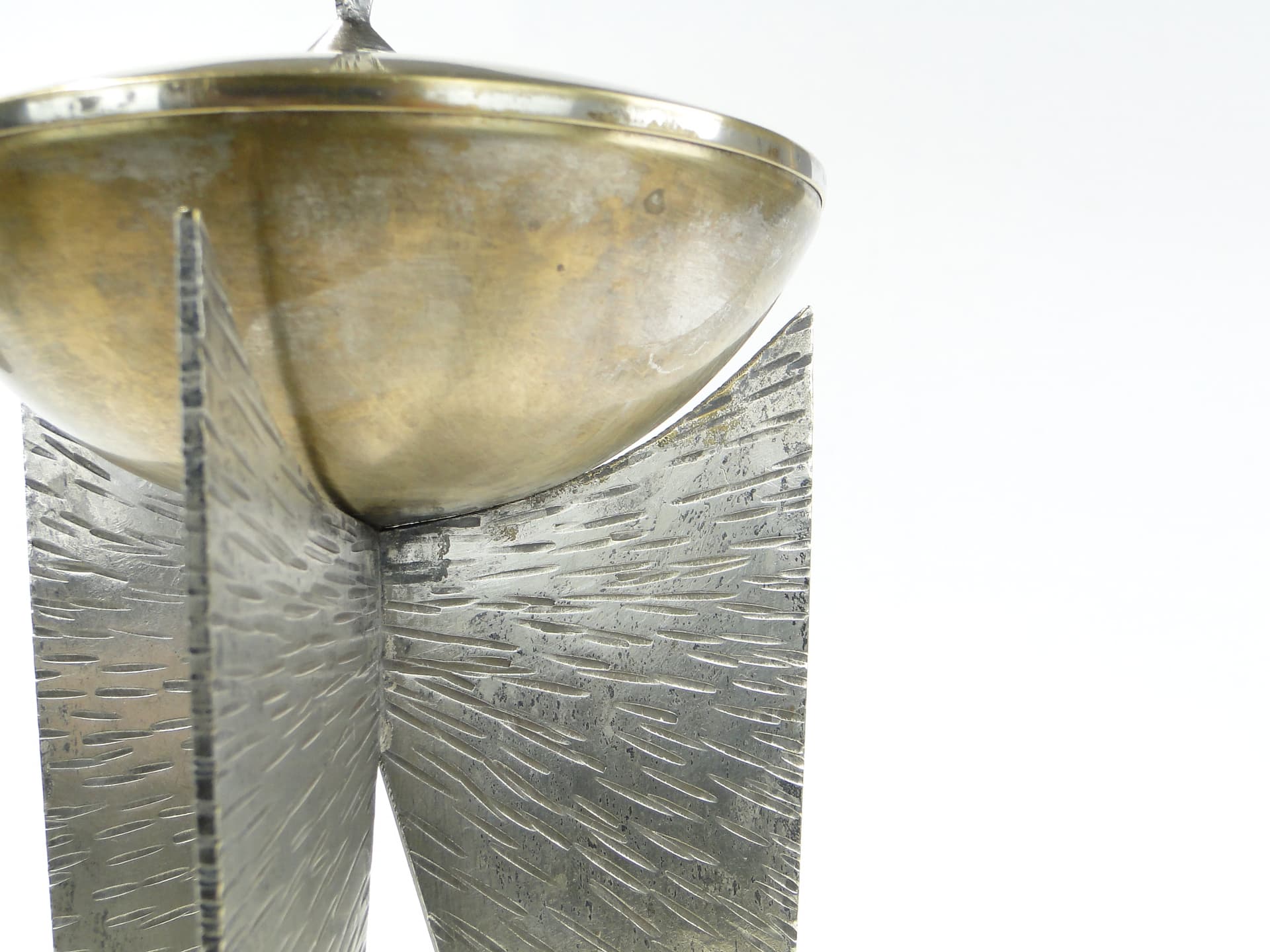 Modernist sugar bowl, Rytosztuka, silver gold metal, Poland, 1970s - 378043