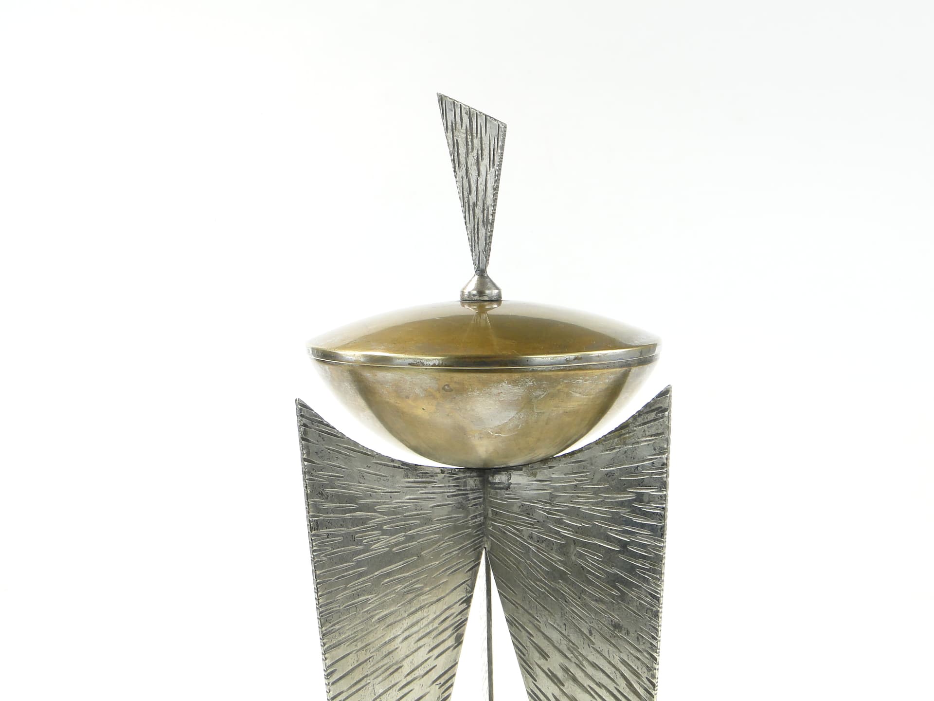 Modernist sugar bowl, Rytosztuka, silver gold metal, Poland, 1970s - 378039