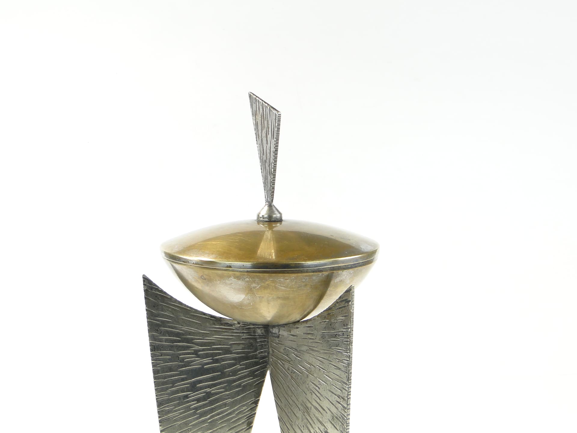 Modernist sugar bowl, Rytosztuka, silver gold metal, Poland, 1970s - 378038