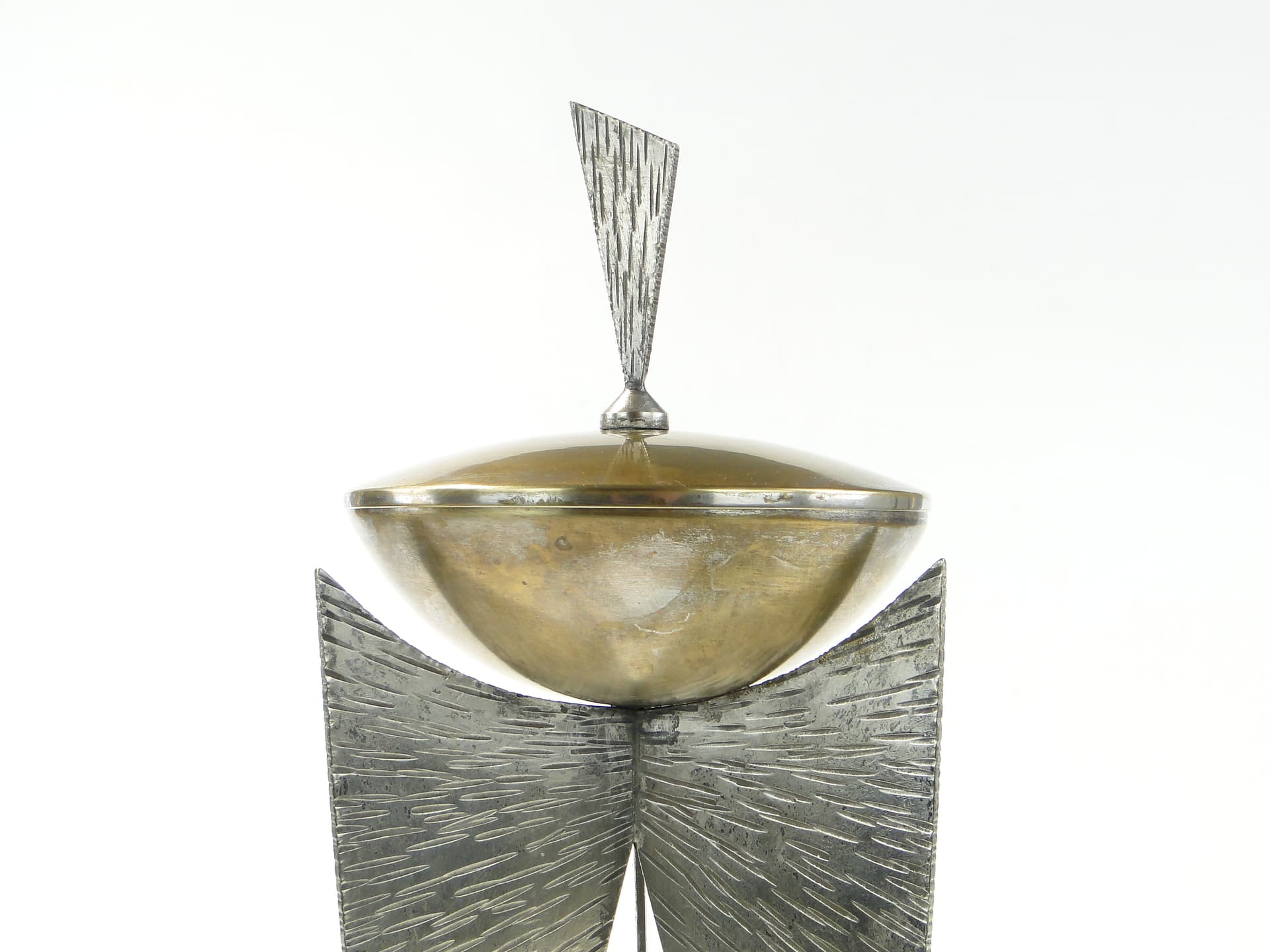 Modernist sugar bowl, Rytosztuka, silver gold metal, Poland, 1970s - 378041